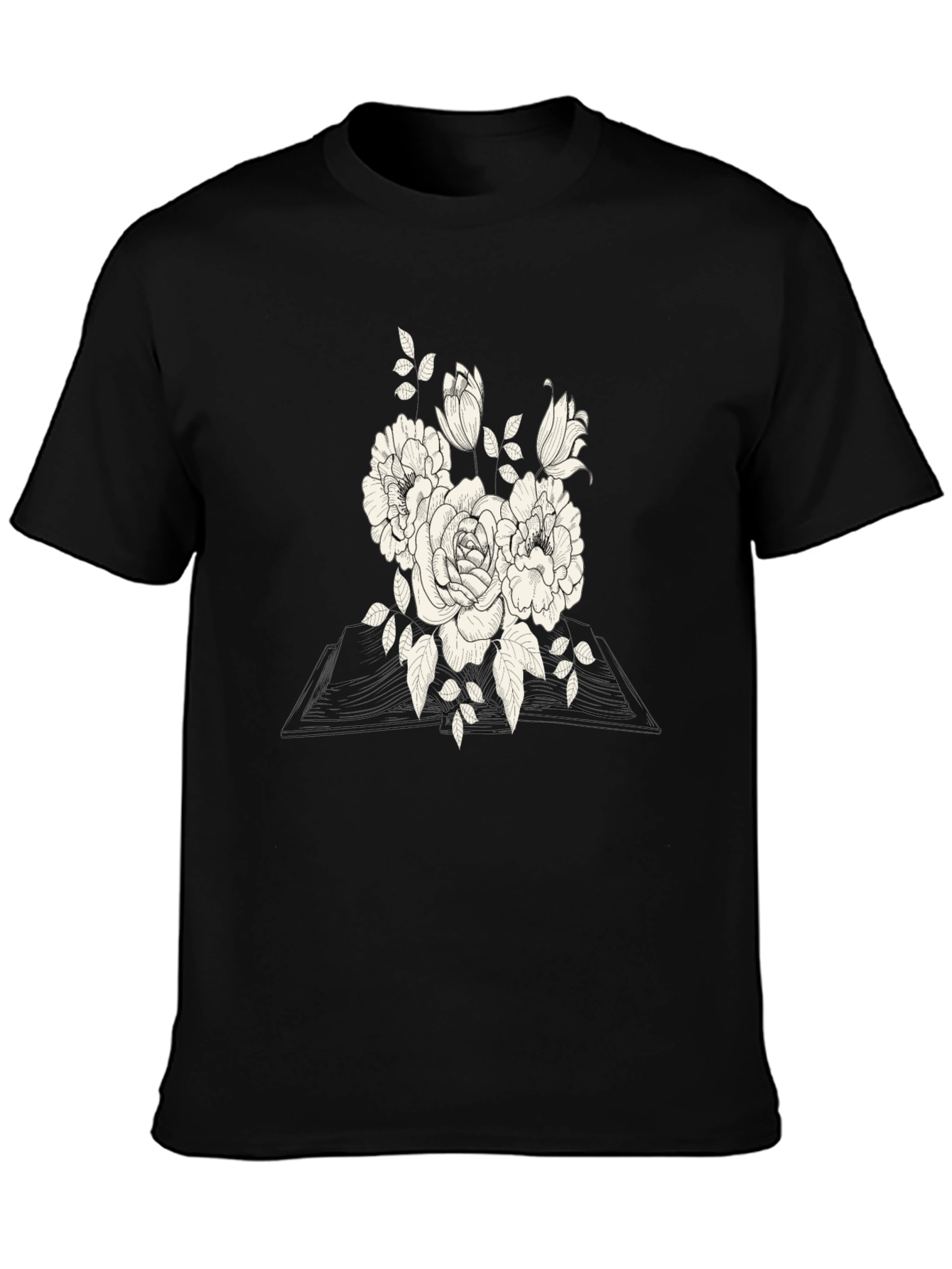Black Floral Graphic Tee for Men