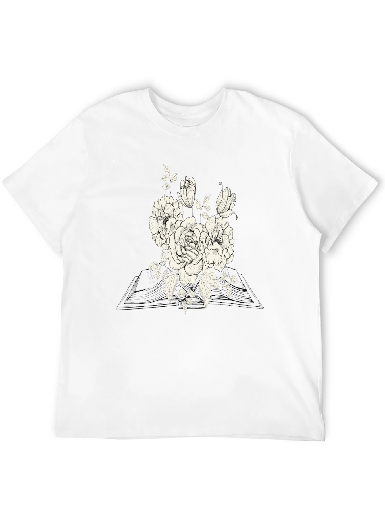 Black Floral Graphic Tee for Men