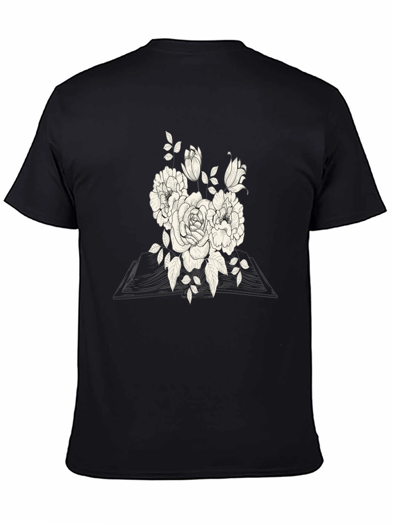 Black Floral Graphic Tee for Men