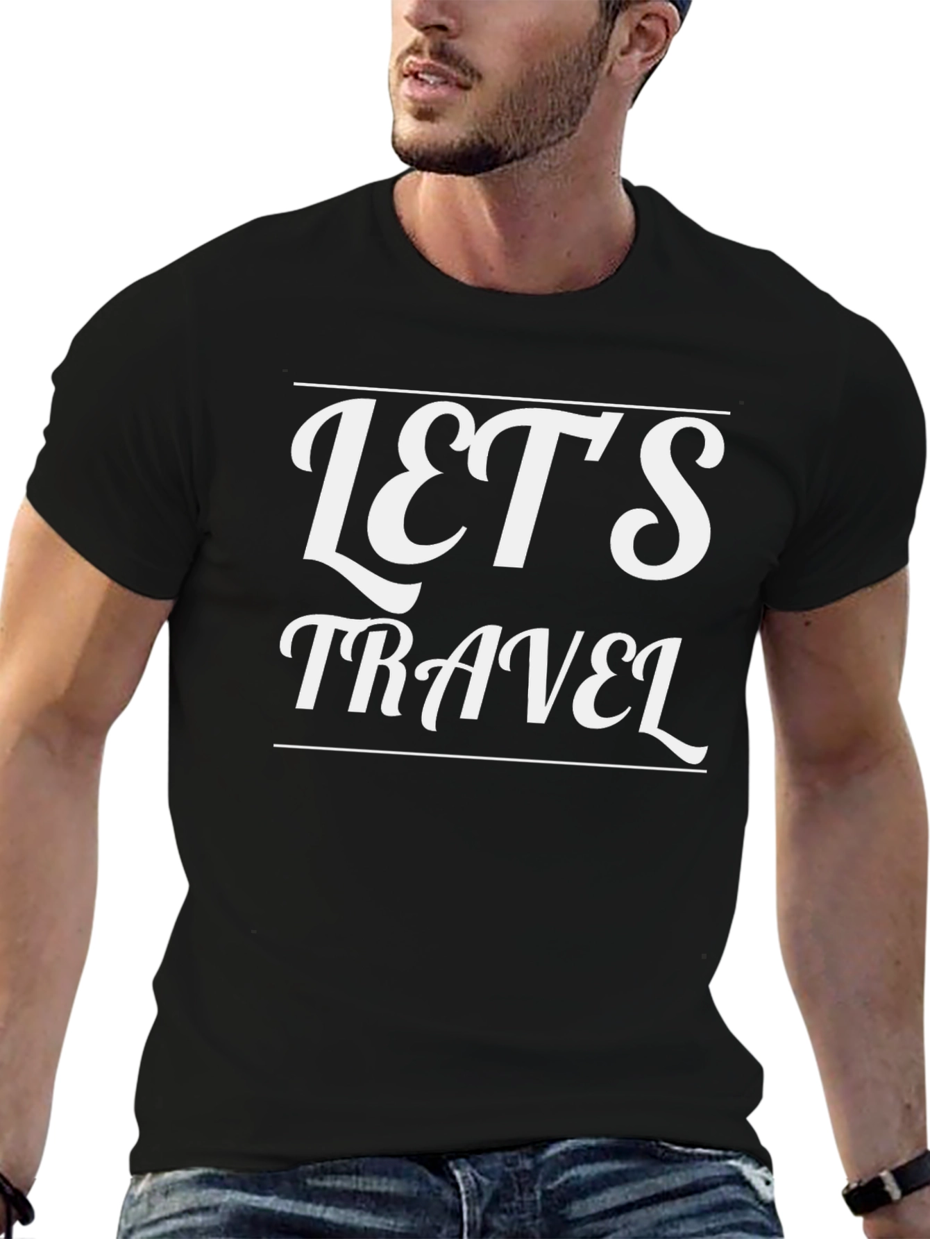 Lets Travel Black Graphic Tee