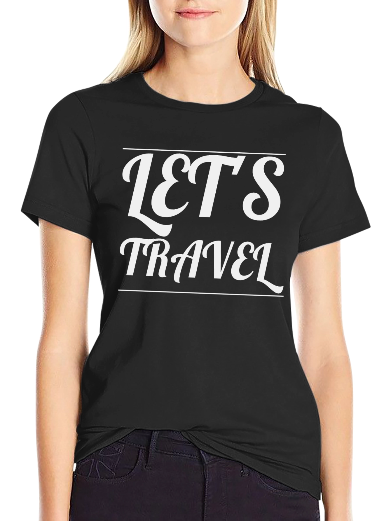 Lets Travel Black Graphic Tee