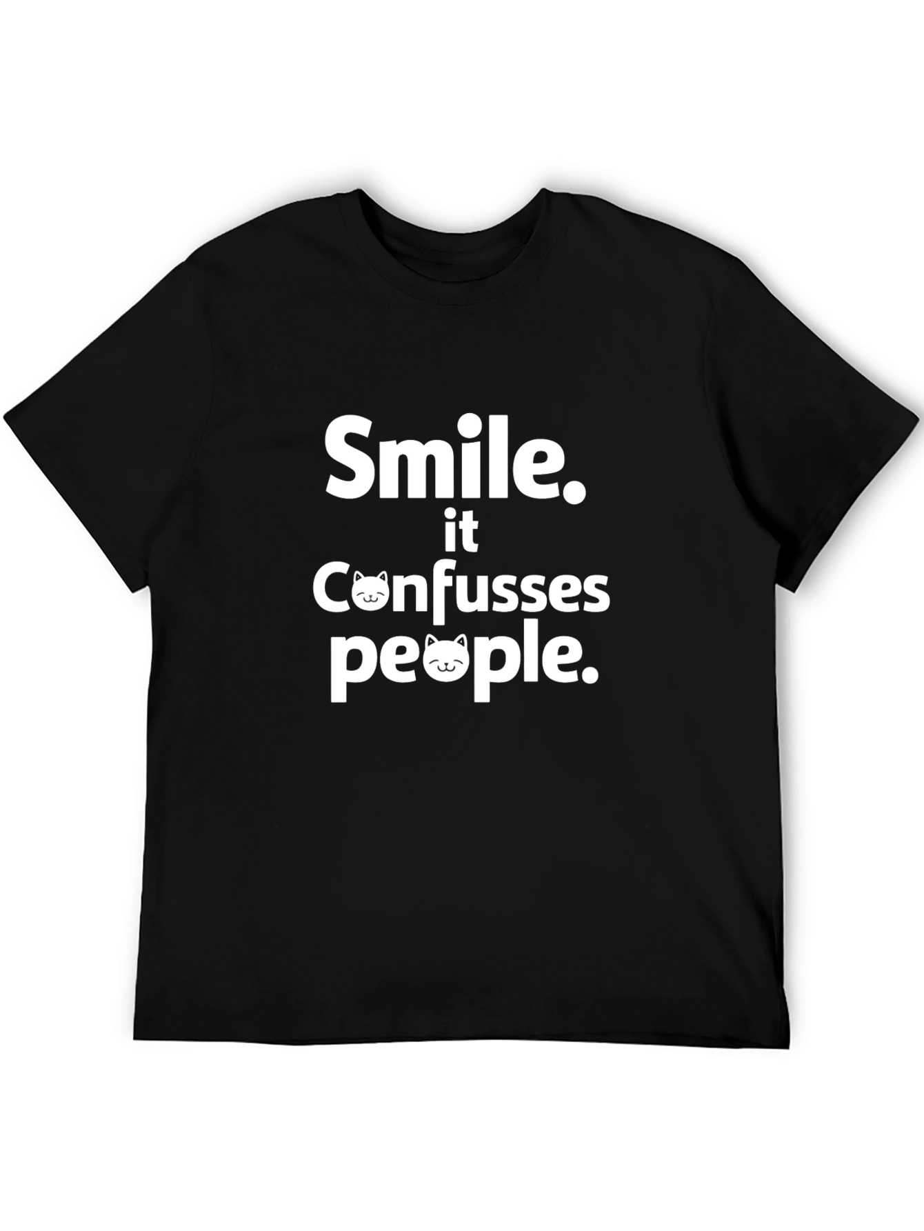 Smile Confuses People Black Graphic Tee