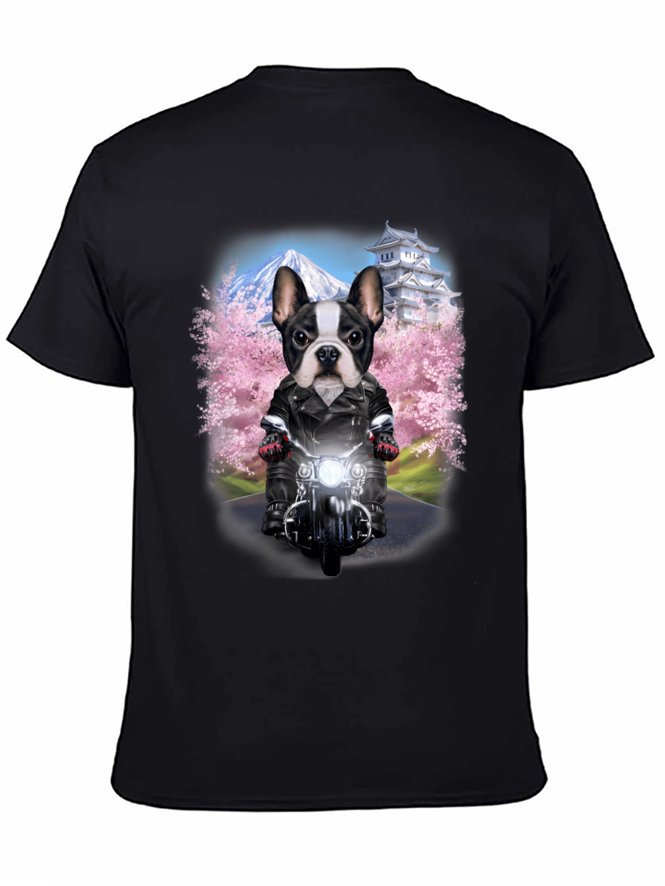 Dog Biker T-Shirt - Mount Fuji Japan