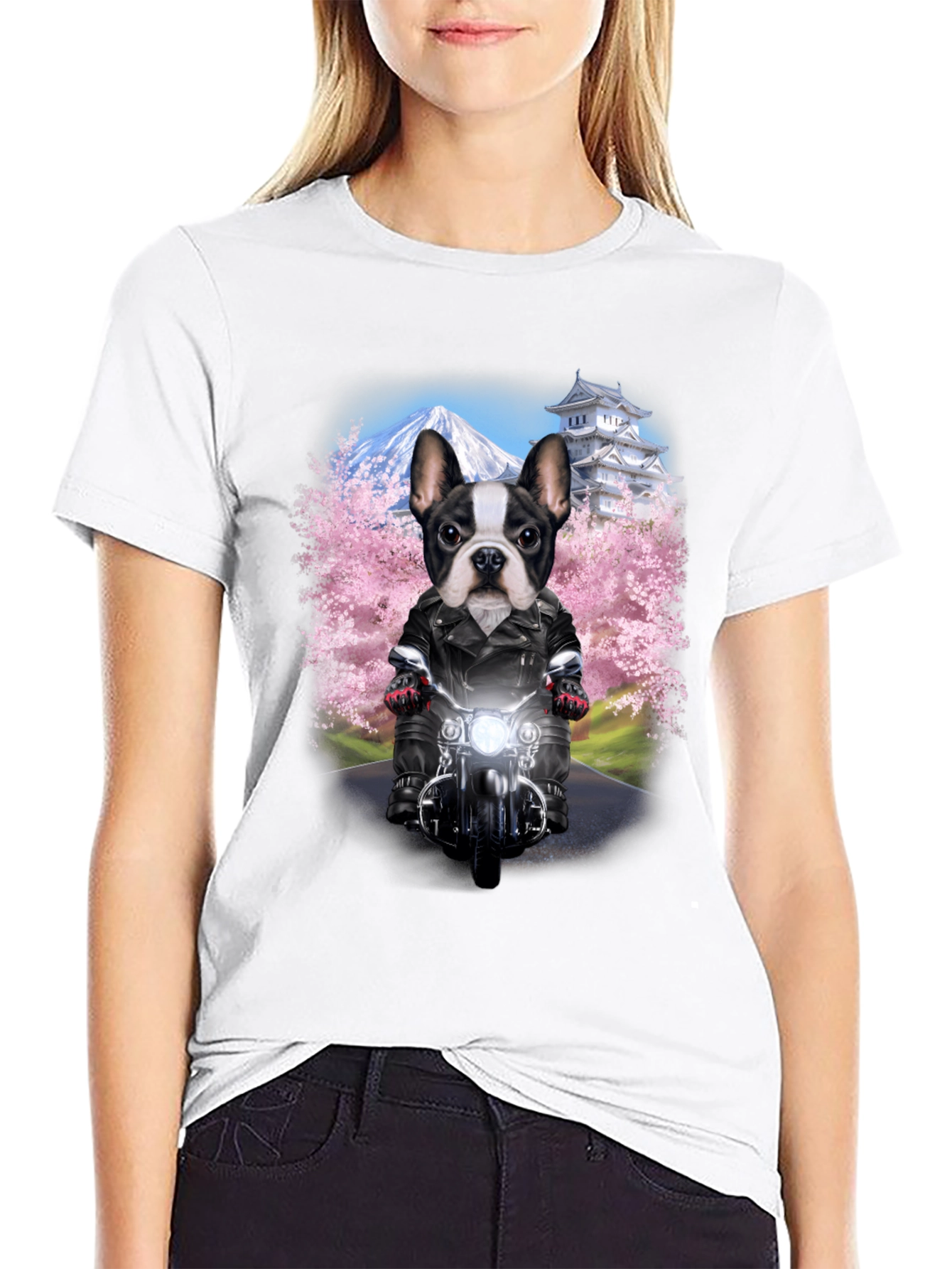 Dog Biker T-Shirt - Mount Fuji Japan