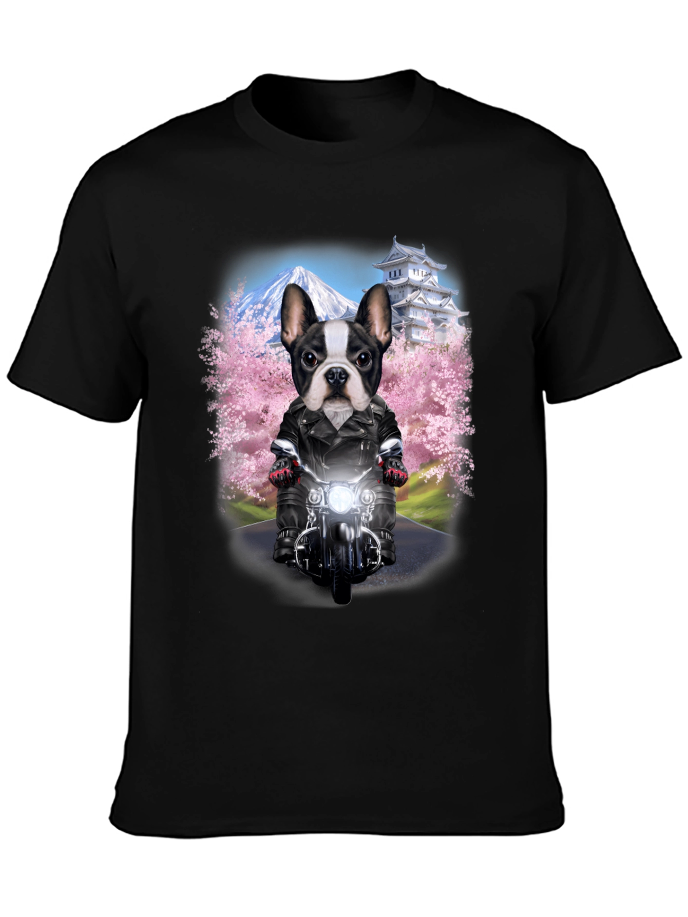 Dog Biker T-Shirt - Mount Fuji Japan
