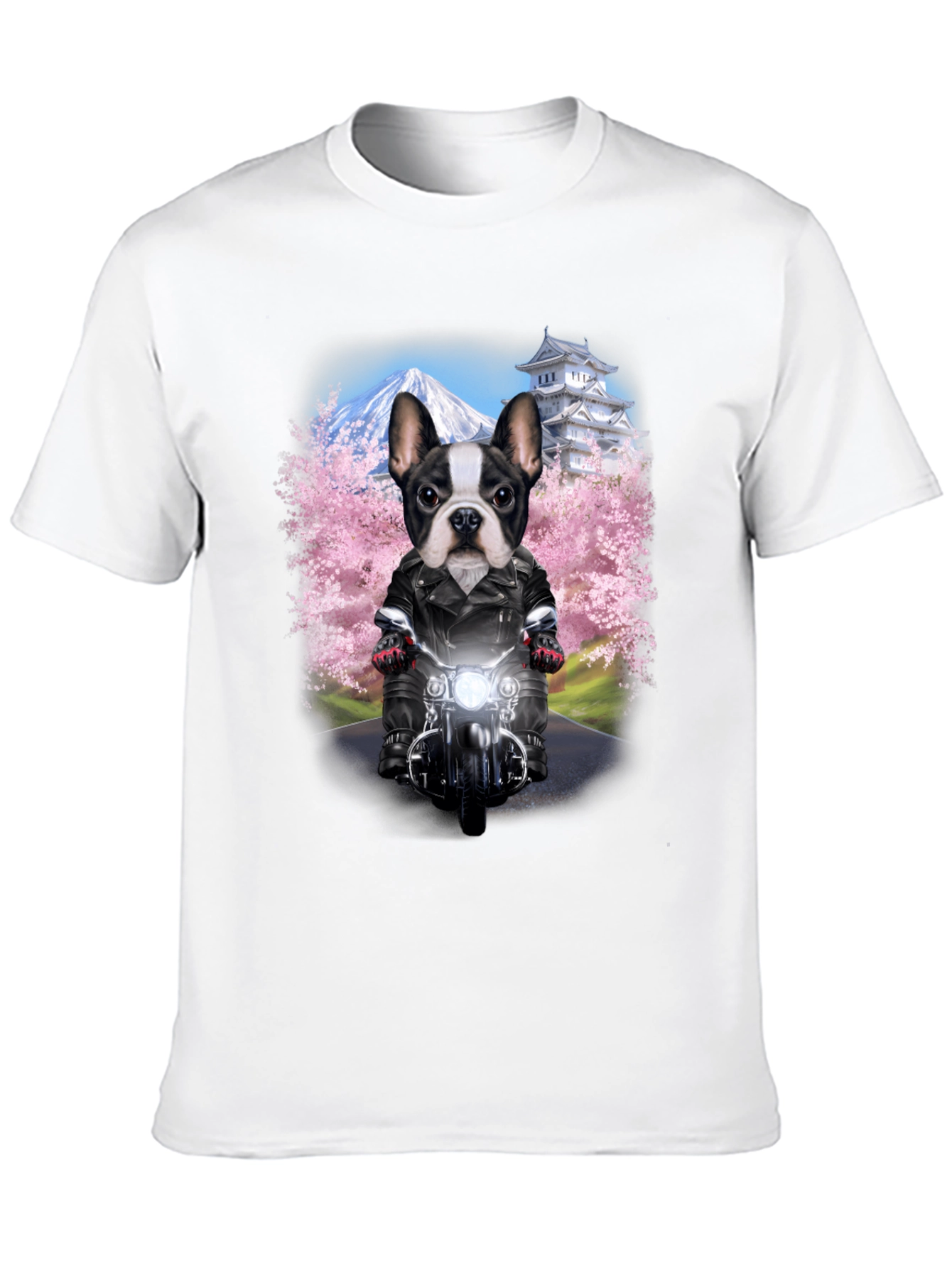 Dog Biker T-Shirt - Mount Fuji Japan