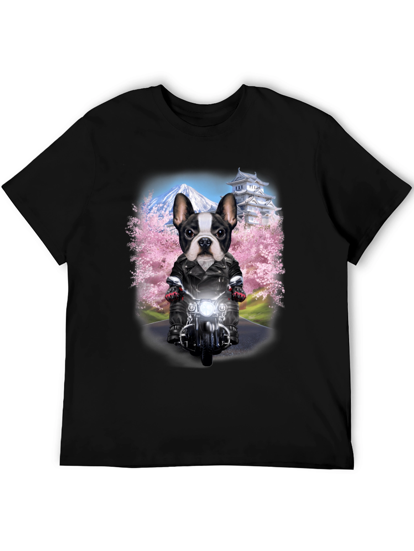 Dog Biker T-Shirt - Mount Fuji Japan
