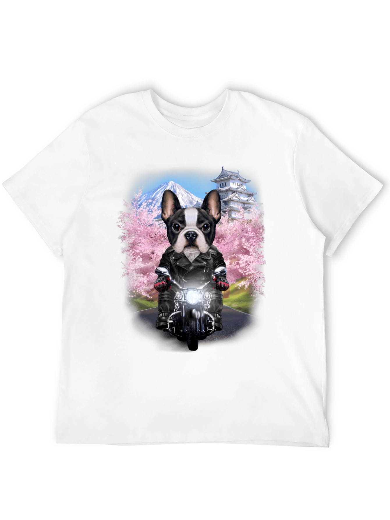 Dog Biker T-Shirt - Mount Fuji Japan