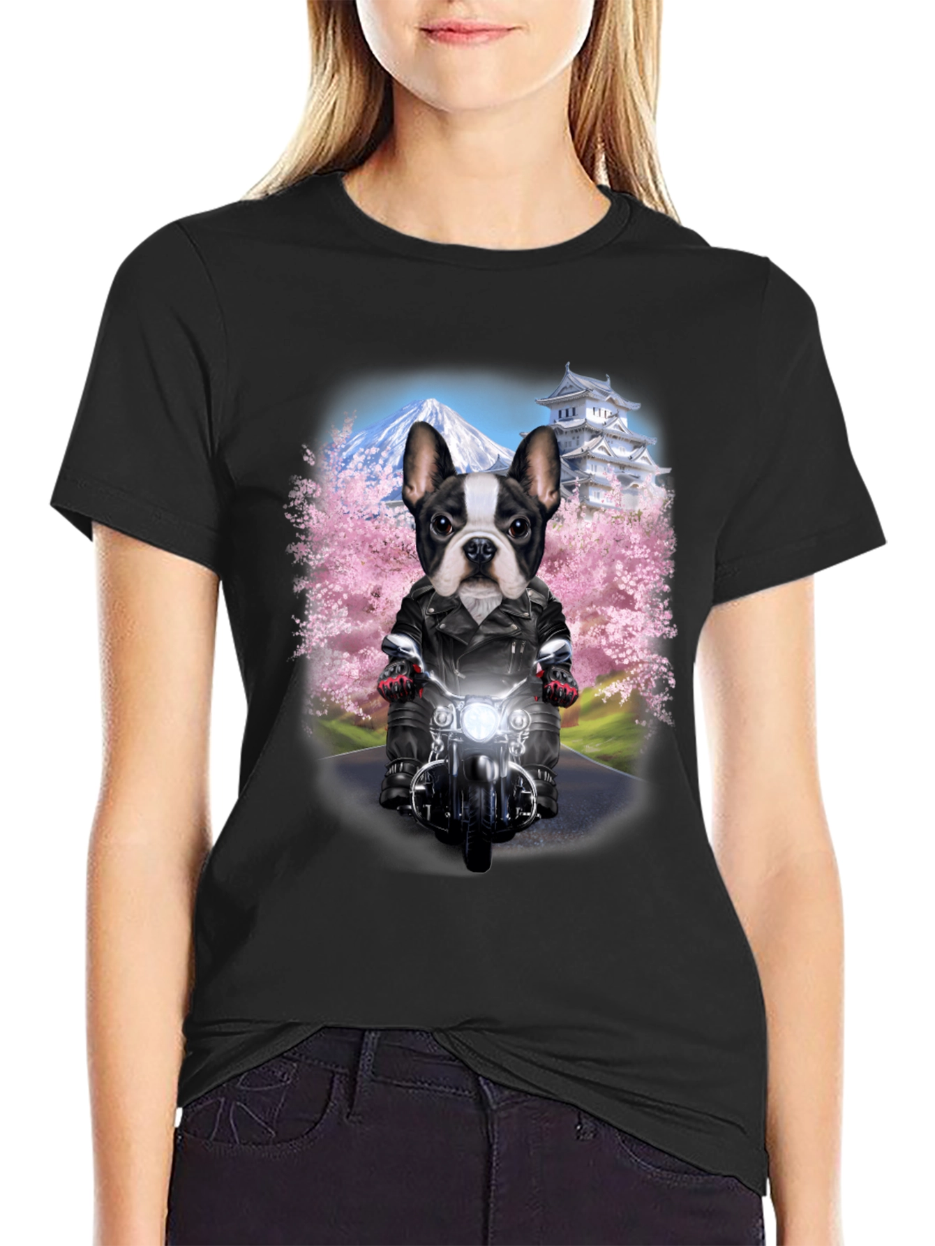 Dog Biker T-Shirt - Mount Fuji Japan