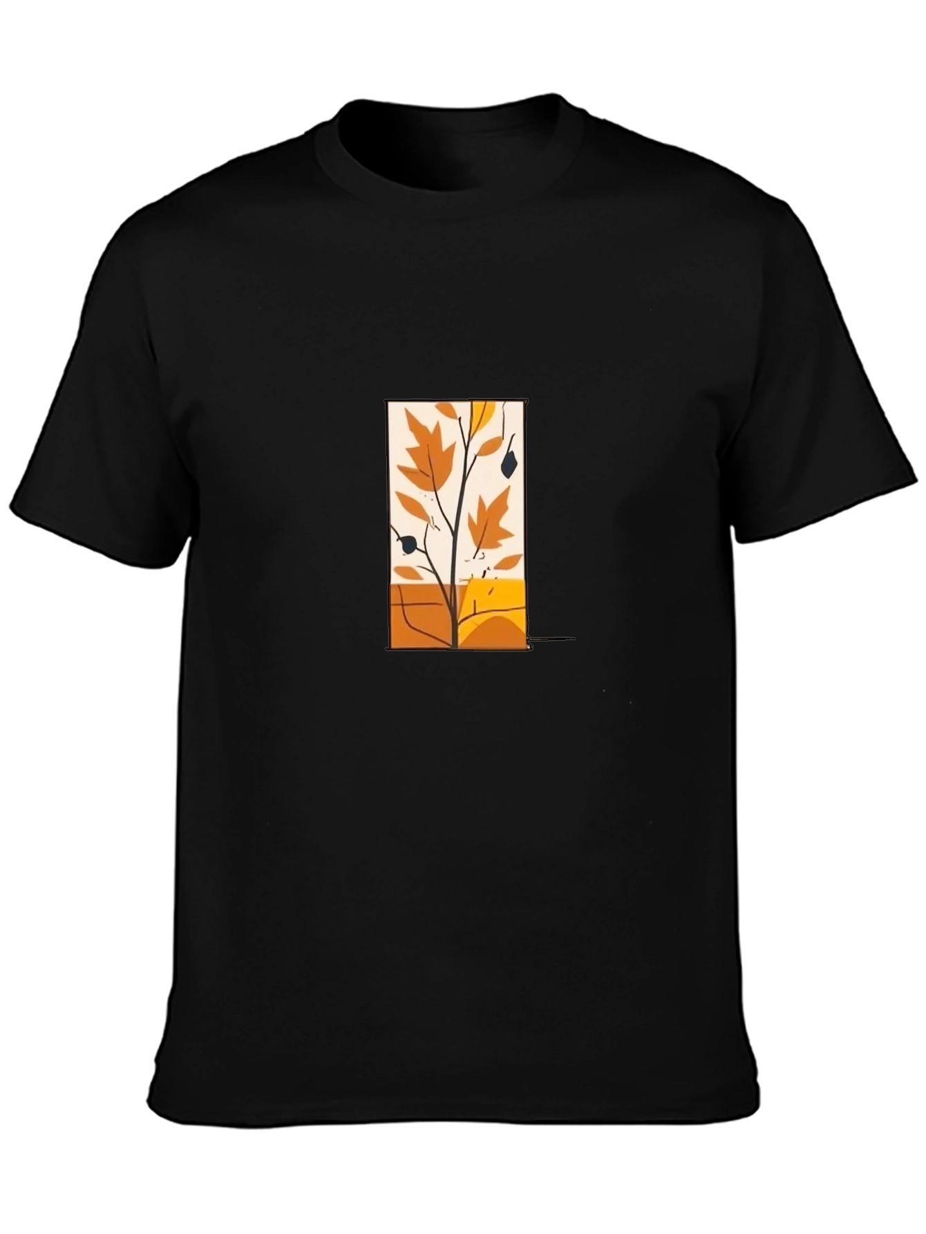 Modern Fall Foliage Graphic Tee - Black
