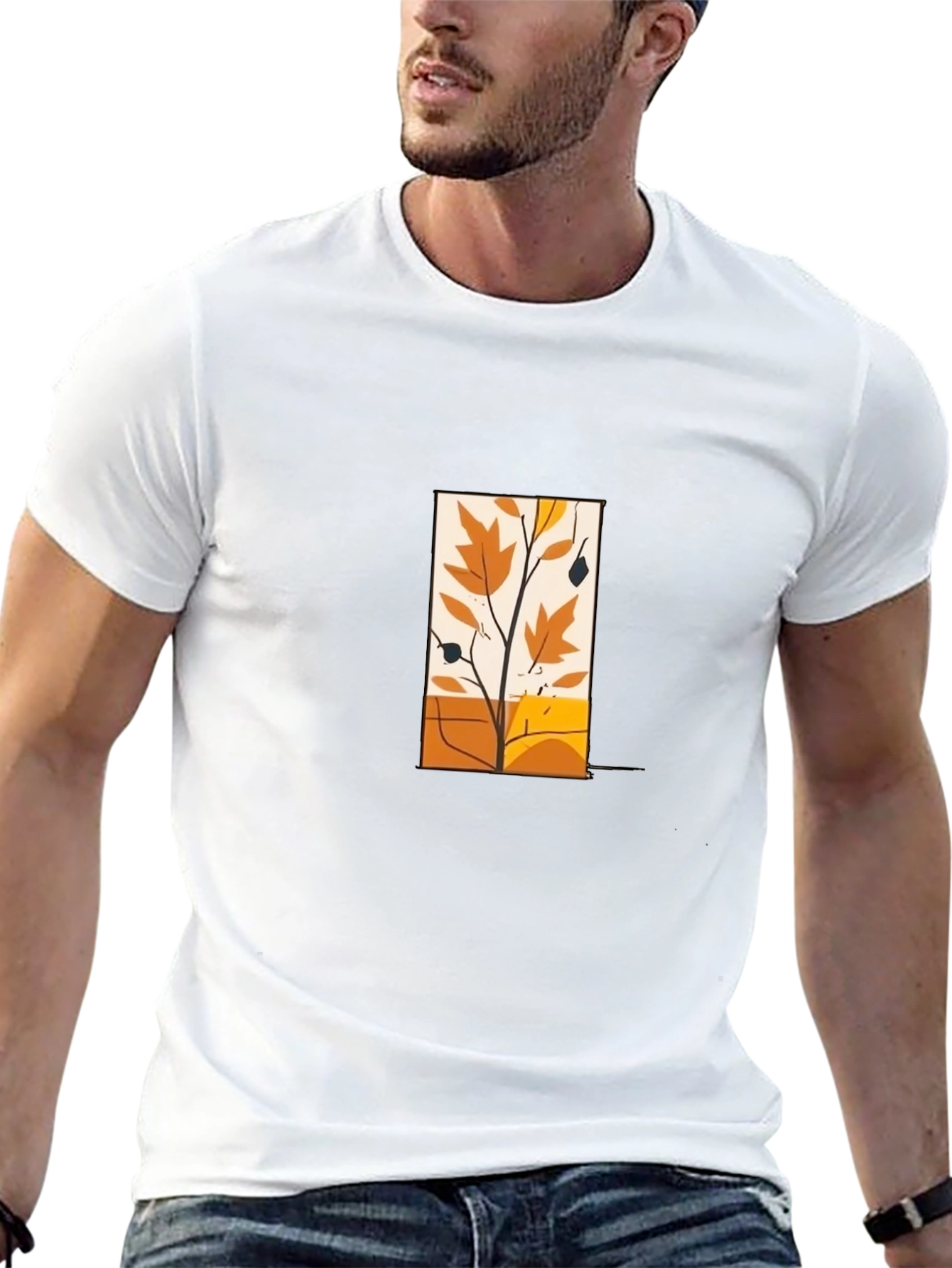 Modern Fall Foliage Graphic Tee - Black