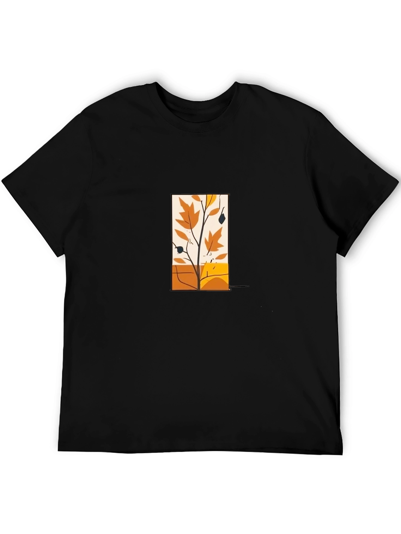Modern Fall Foliage Graphic Tee - Black