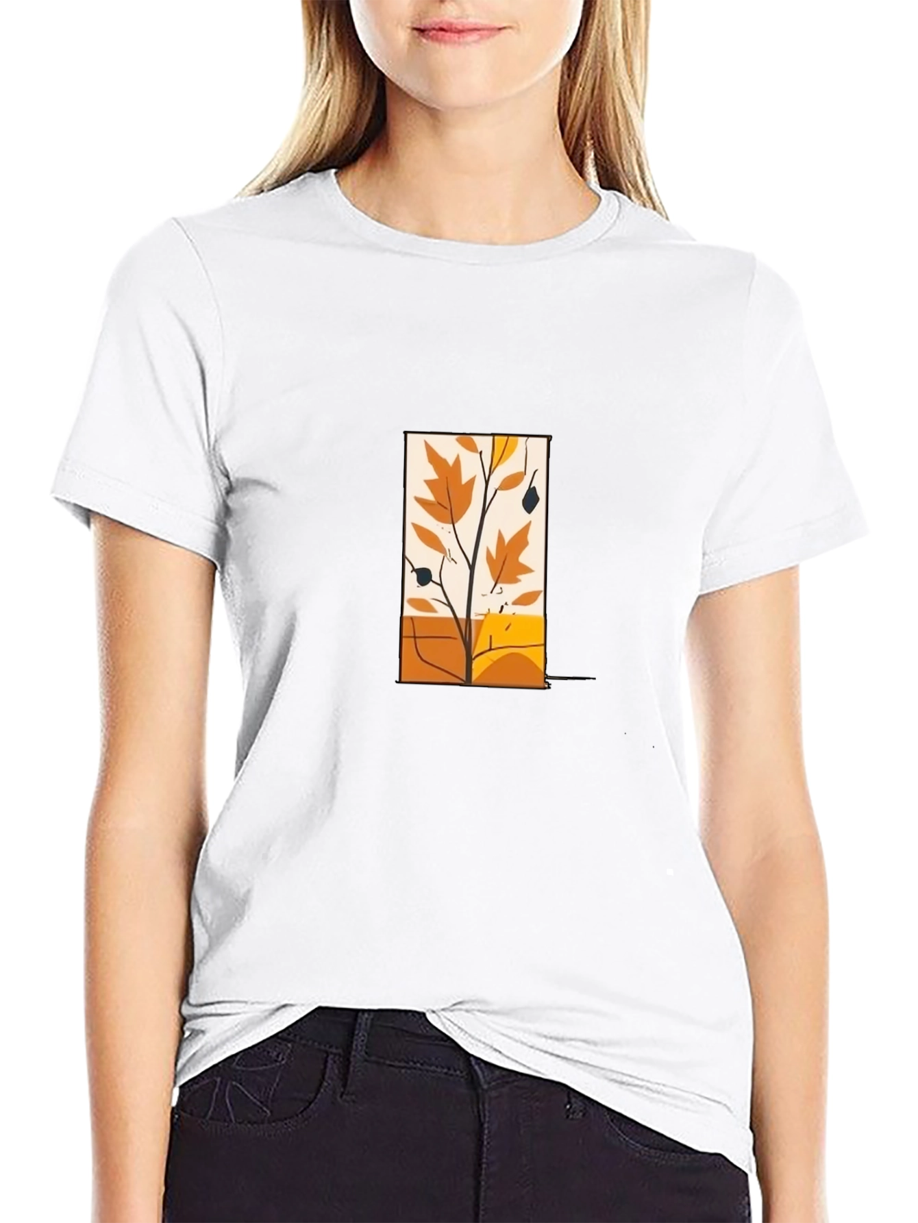 Modern Fall Foliage Graphic Tee - Black