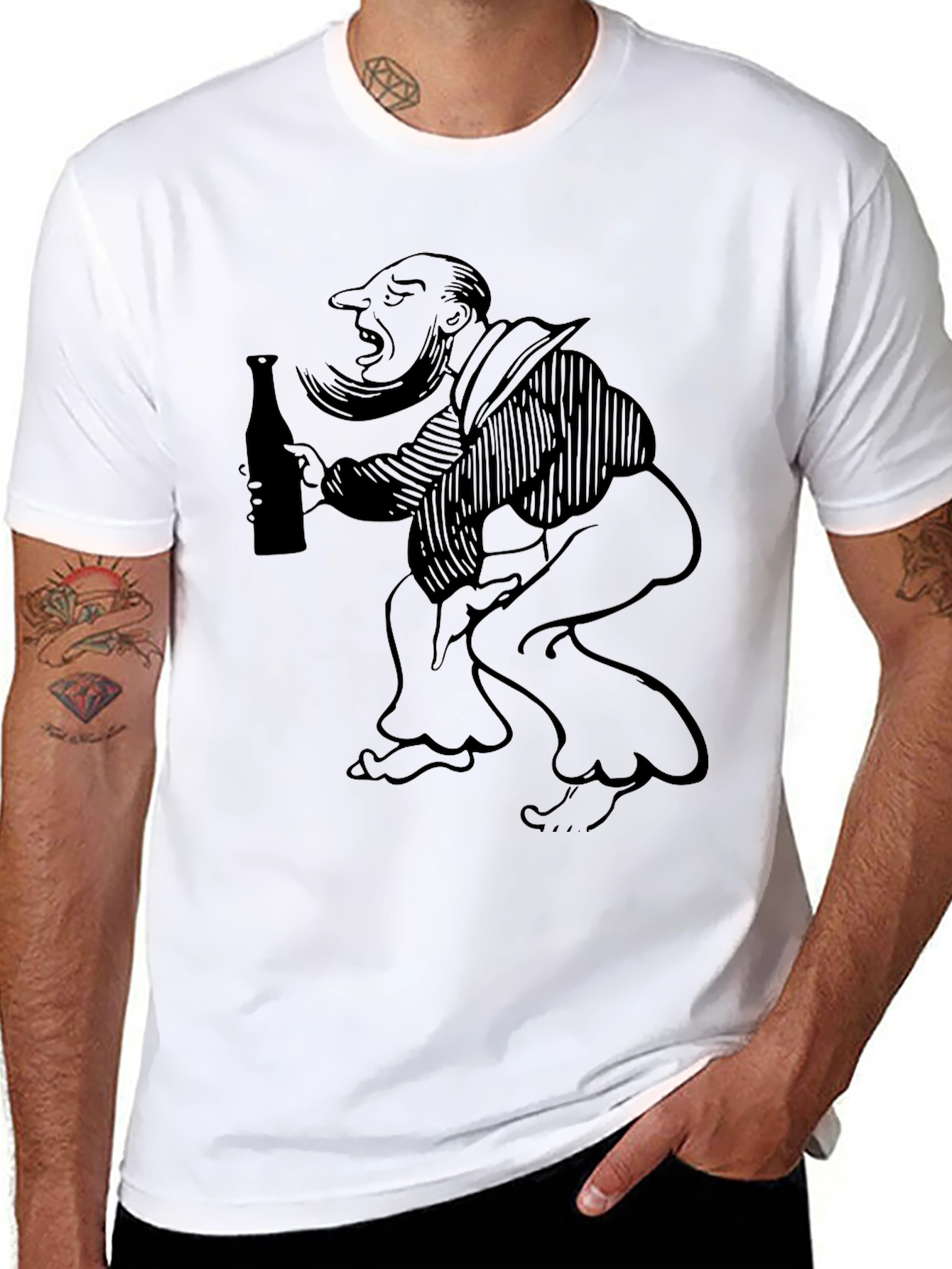 Humorous Character Black T-Shirt