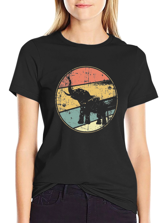 Retro Elephant Graphic Tee - Vintage Style Comfort