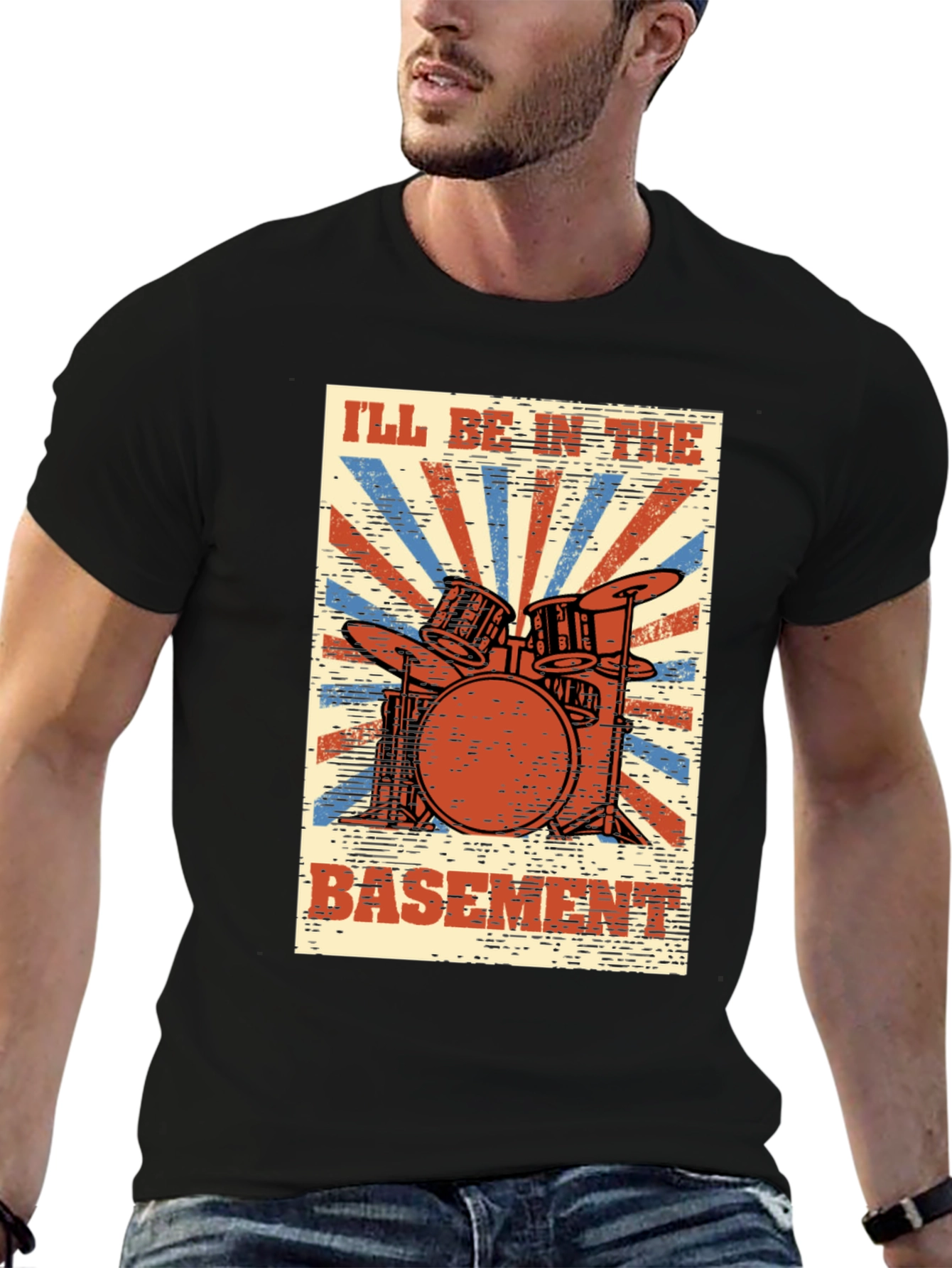 Ill Be In The Basement Drum Set T-Shirt