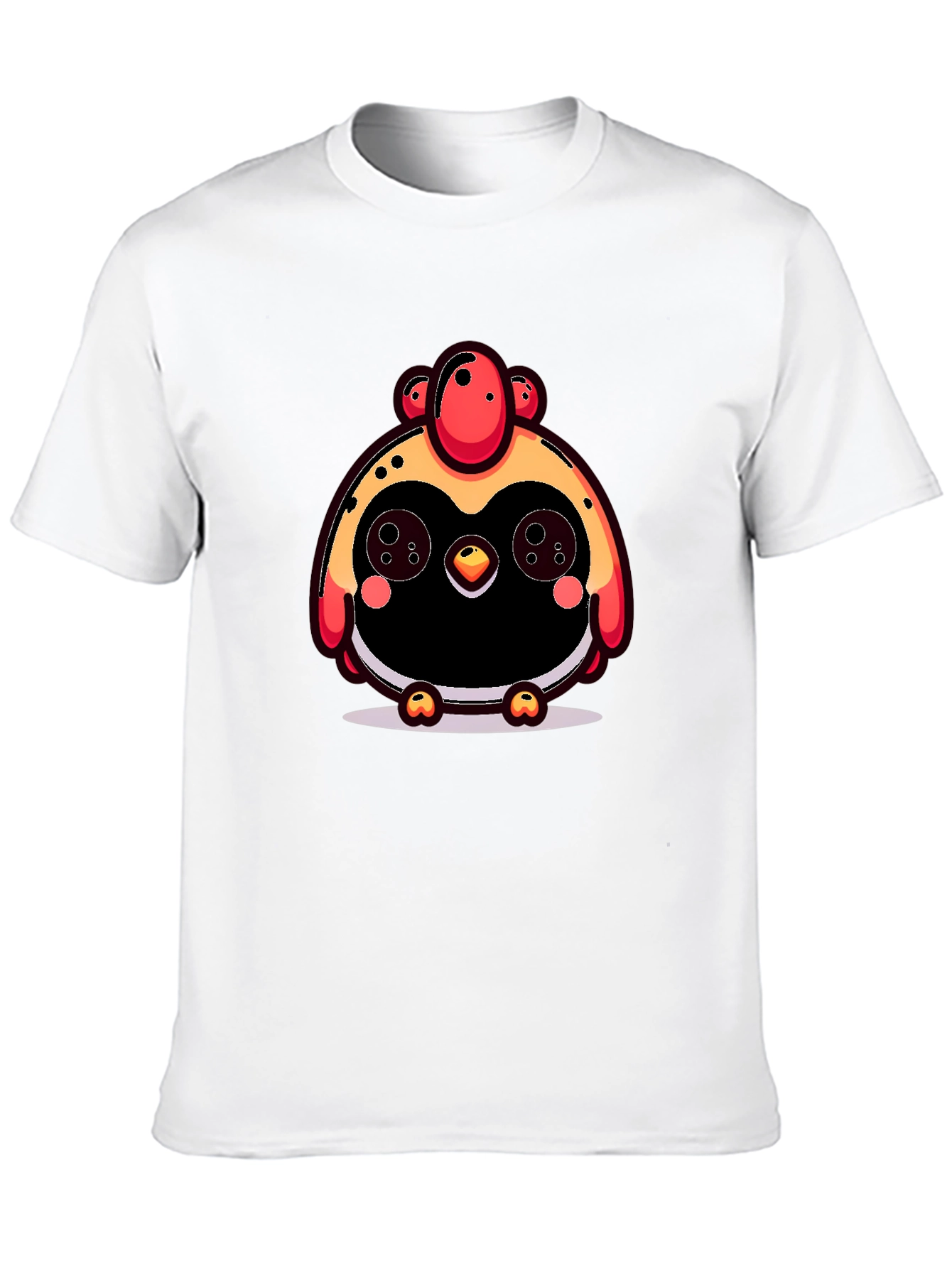 Cute Cartoon Chicken Graphic Black T-Shirt