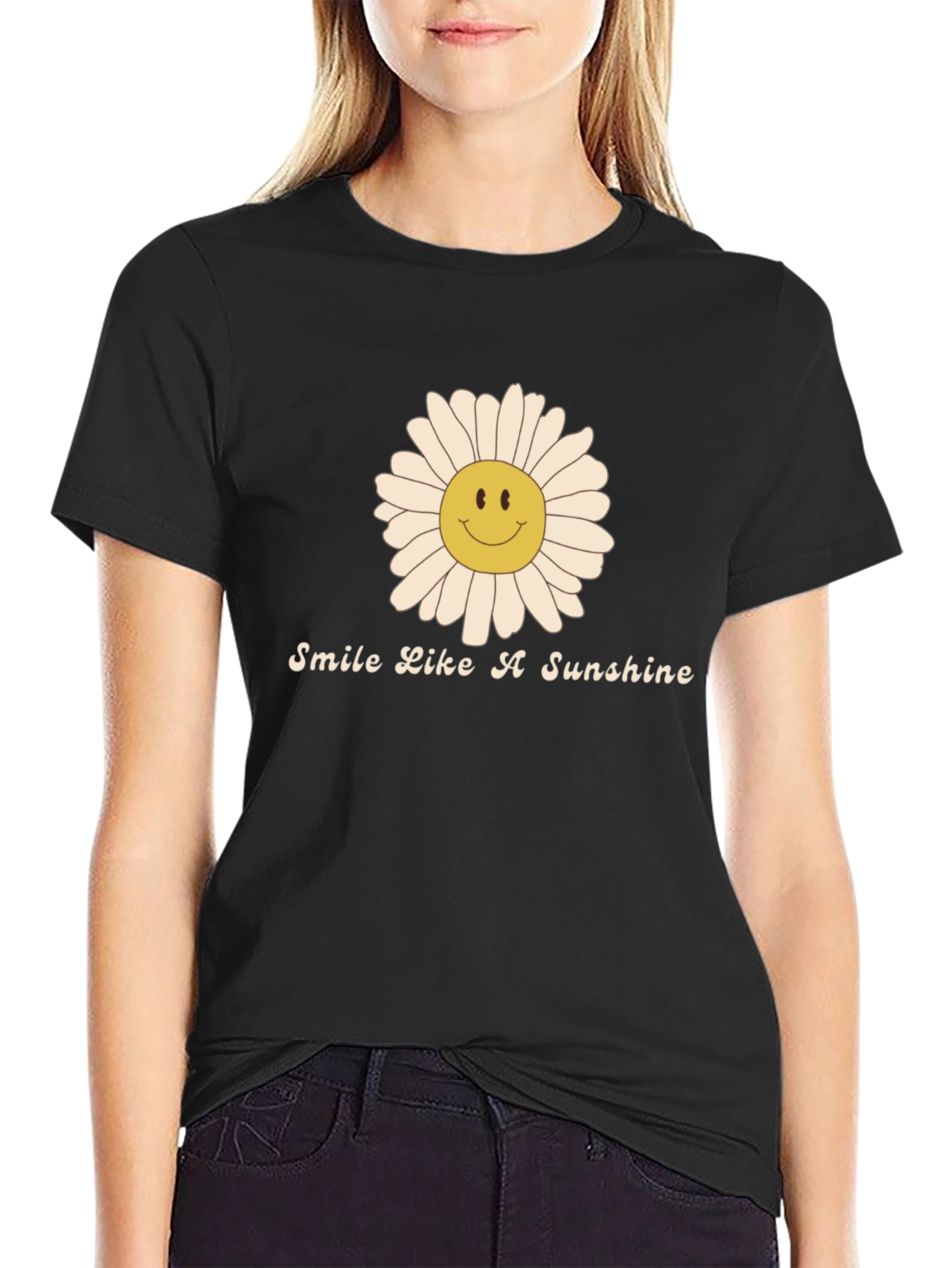 Smile Like A Sunshine Black T-Shirt