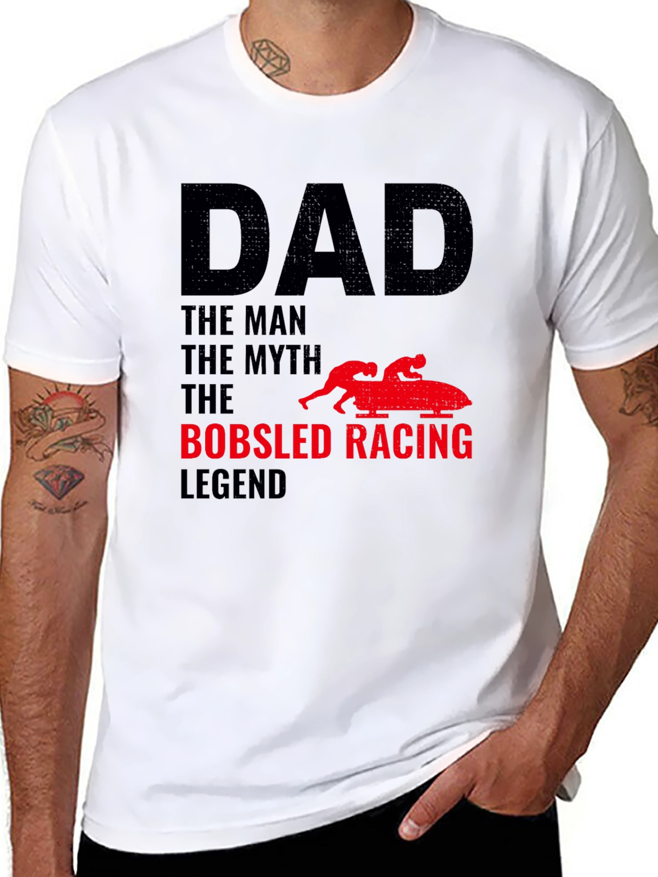 Dad Bobsled Racing Legend Black T-Shirt
