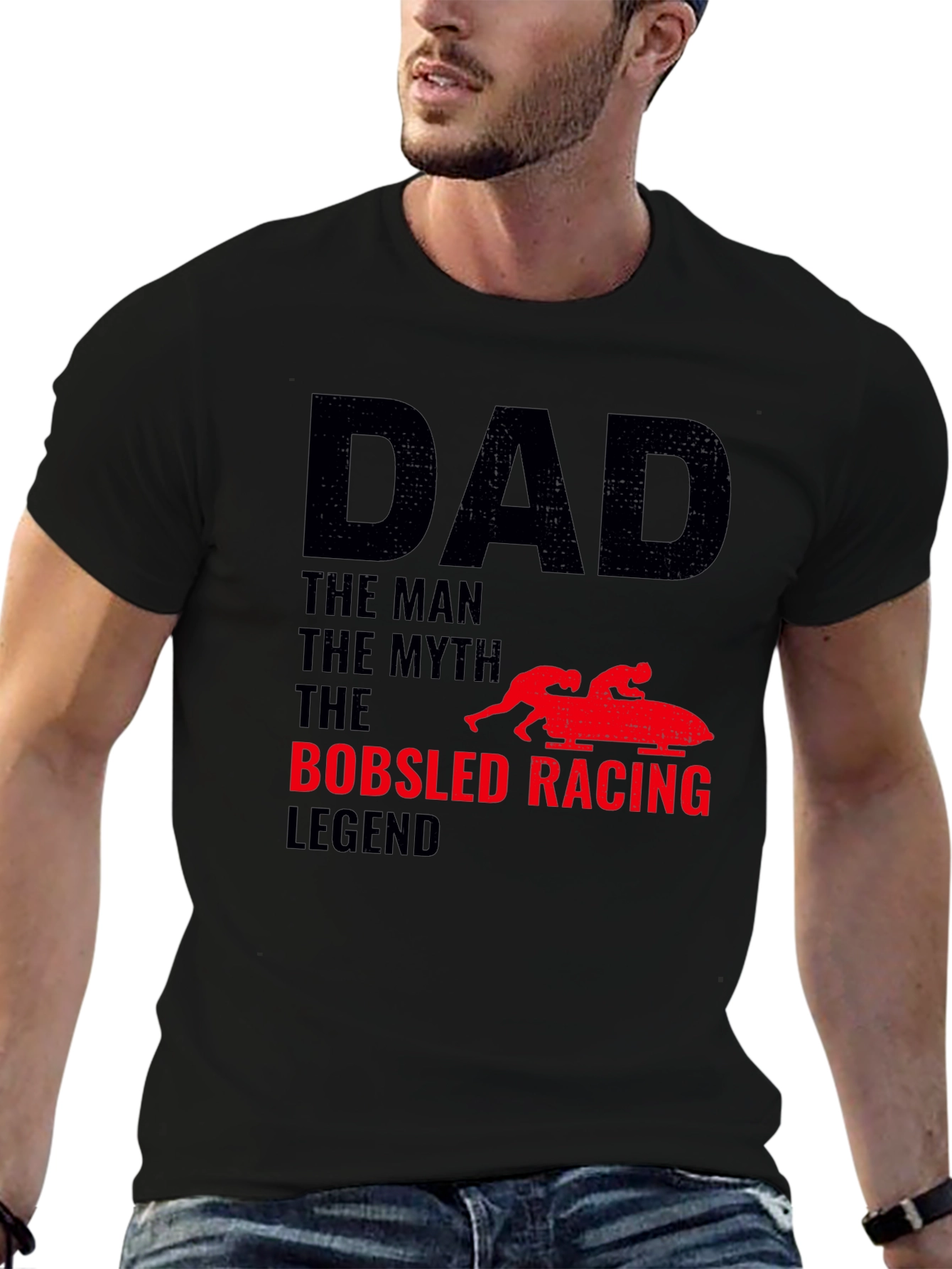 Dad Bobsled Racing Legend Black T-Shirt