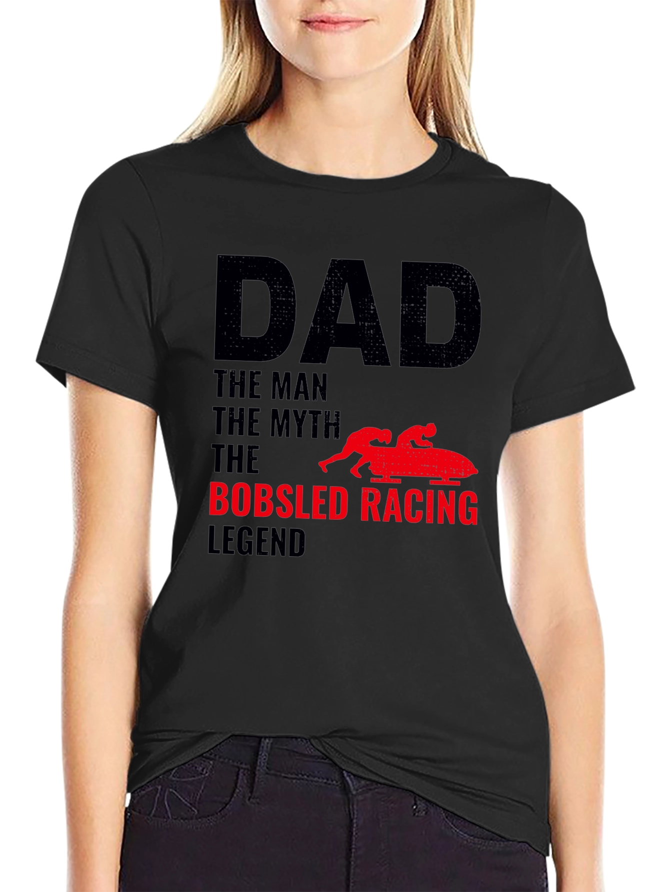 Dad Bobsled Racing Legend Black T-Shirt