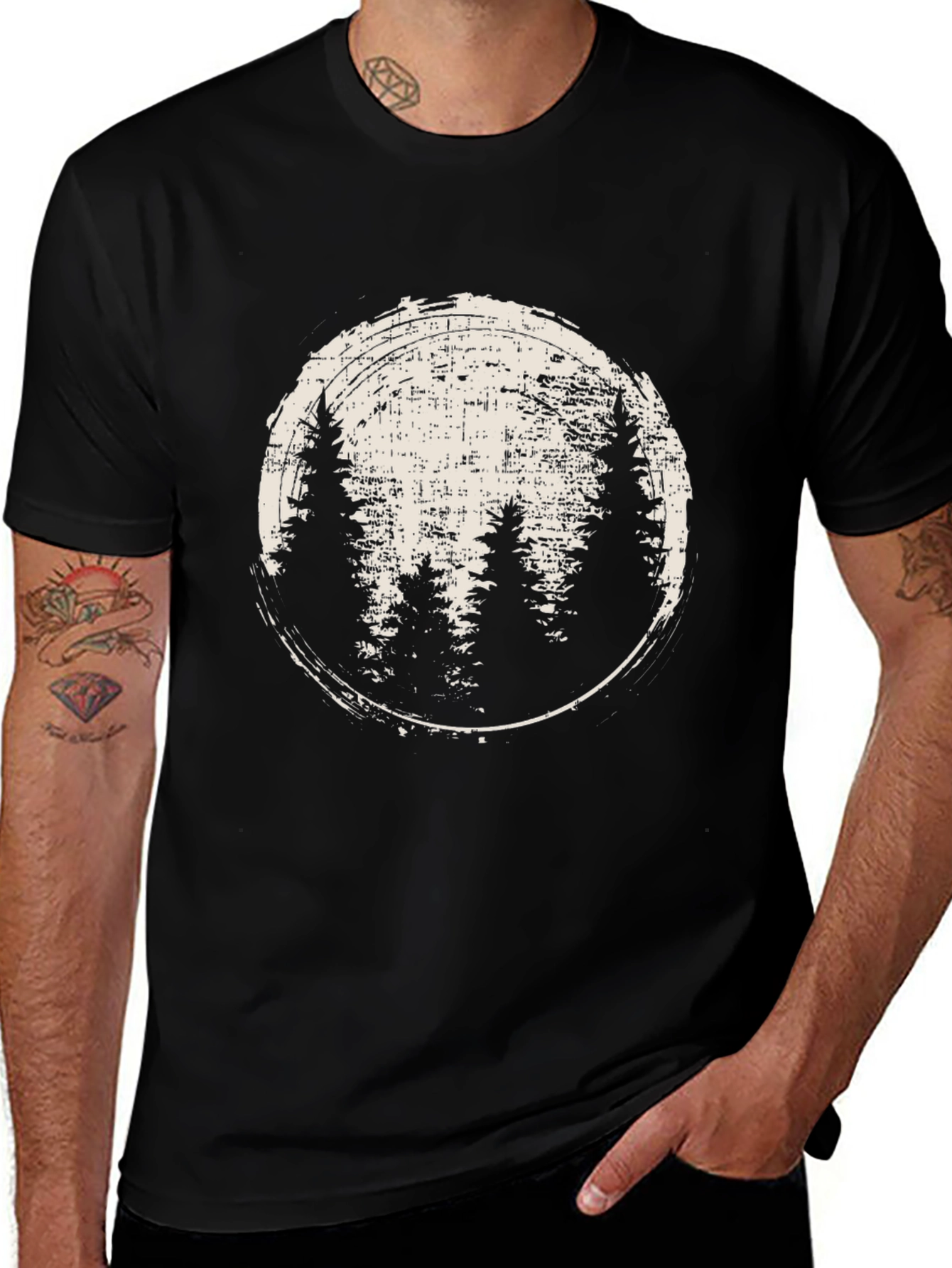 Nature Scene Graphic Tee - Black