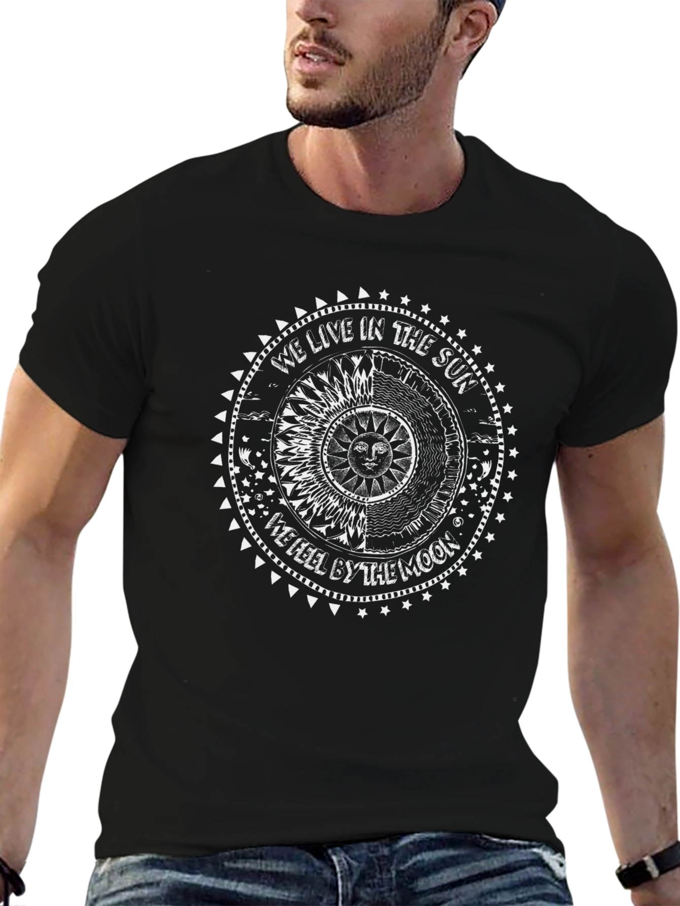 Sun & Moon Graphic Tee - Celestial Black T-Shirt