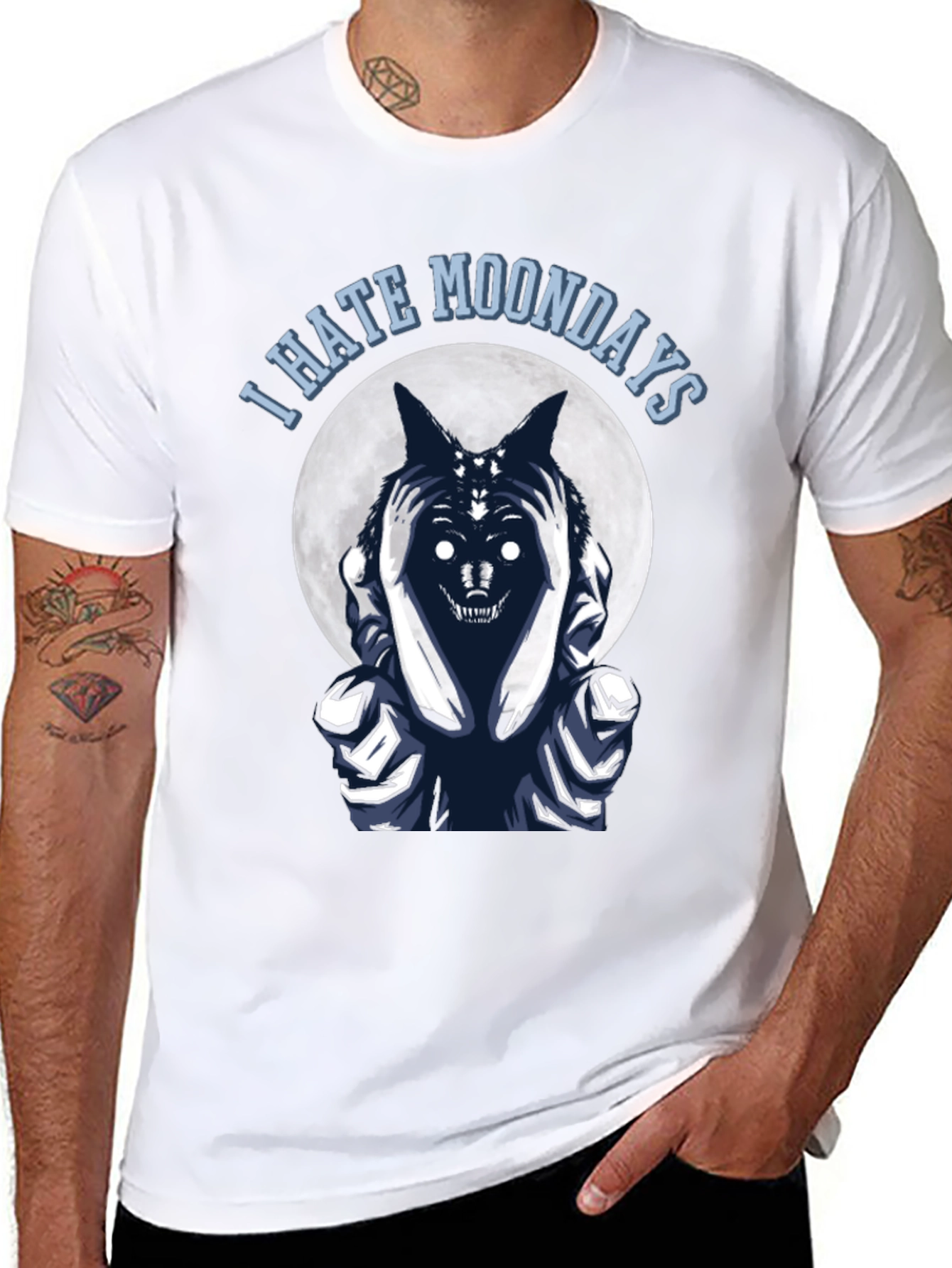 I Hate Moondays T-Shirt - Funny Wolf Design