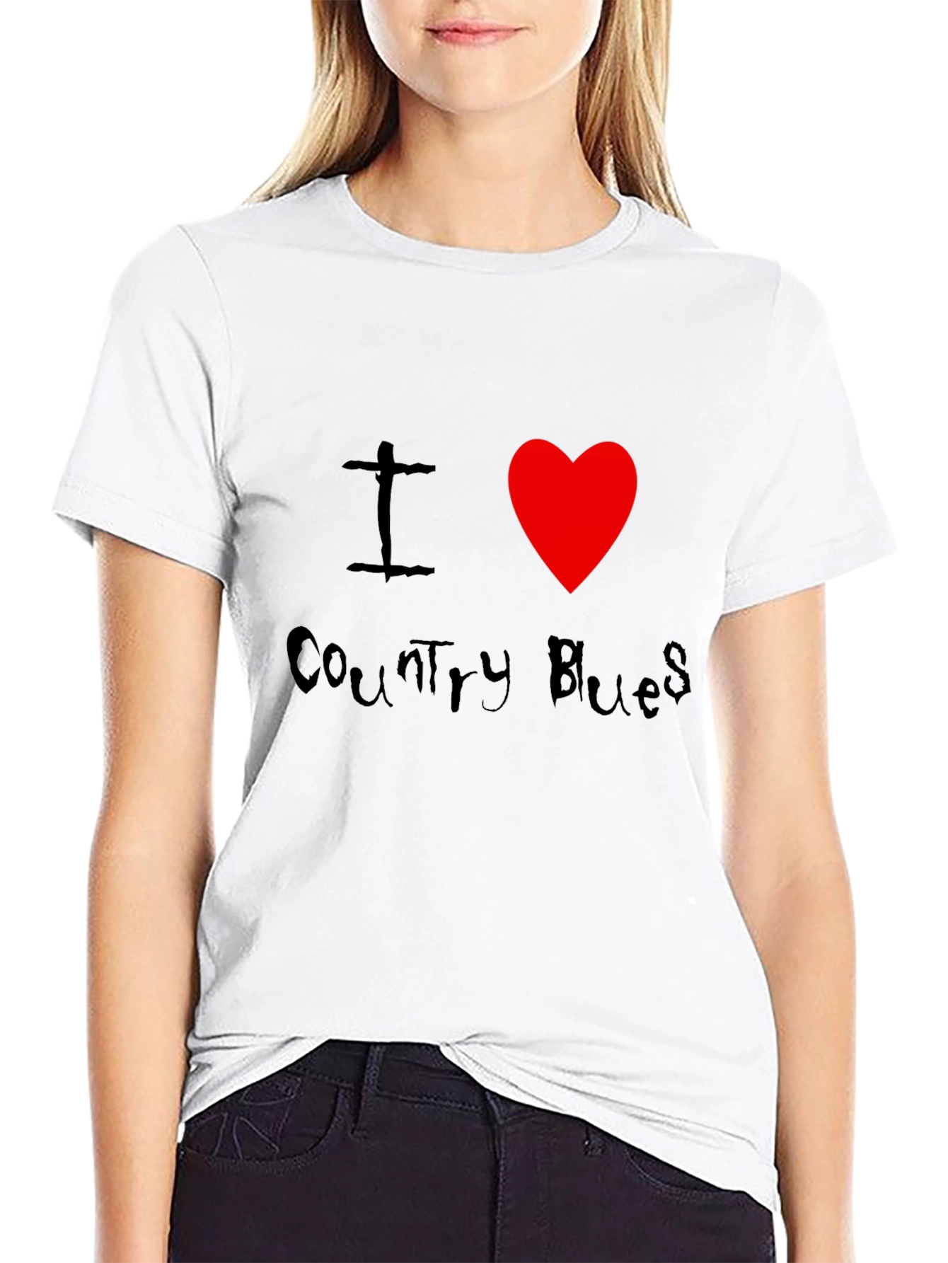 I Heart Country Blues Black T-Shirt