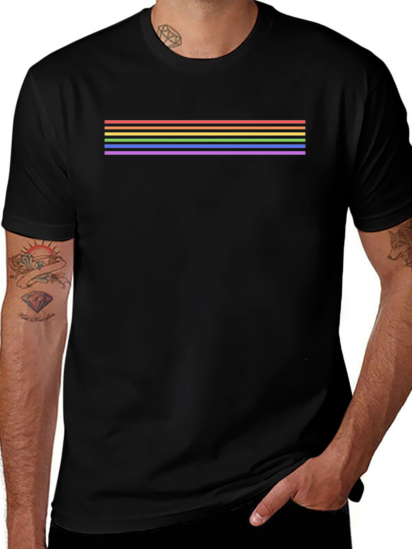 Rainbow Stripe Graphic Tee - LGBTQ Pride Shirt