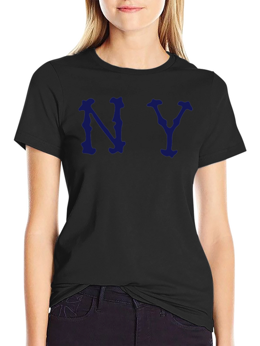 NY Letter Graphic Tee - Short Sleeve Crew Neck Casual Fit