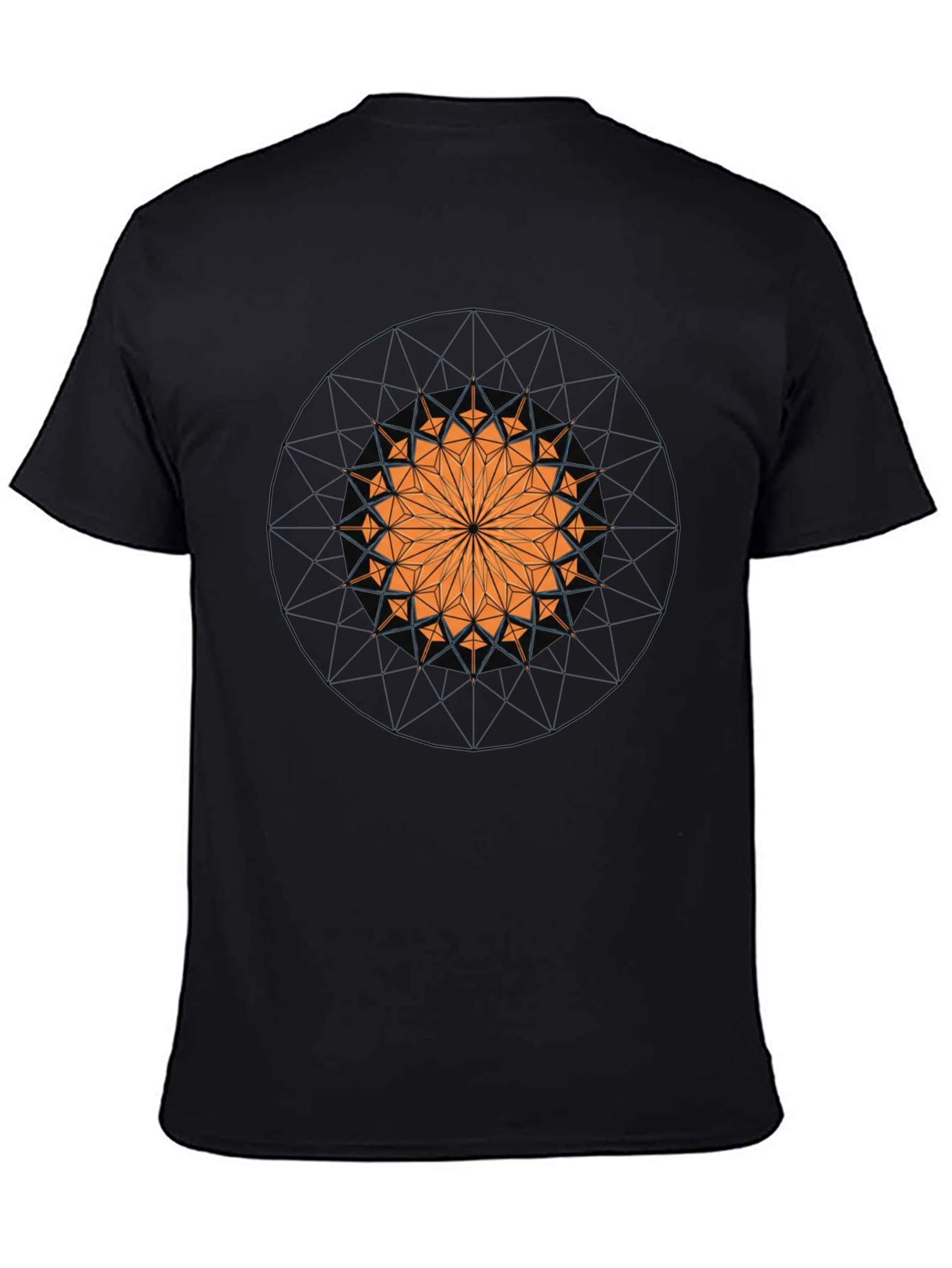 Geometric Mandala Graphic Print Black T-Shirt