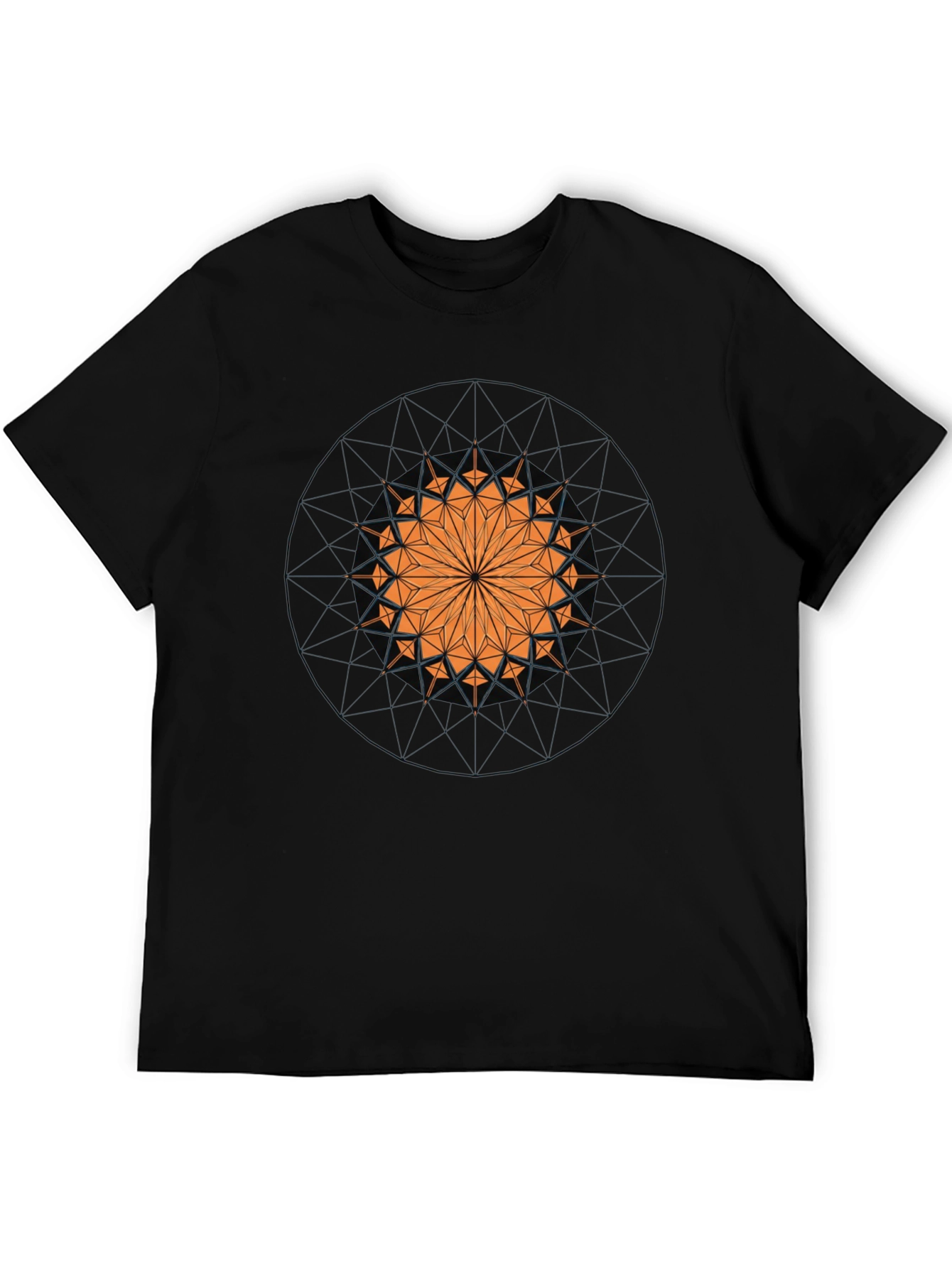 Geometric Mandala Graphic Print Black T-Shirt