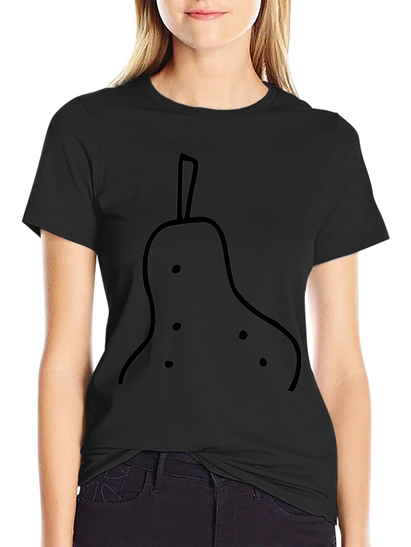 Black T-Shirt with Pear Design