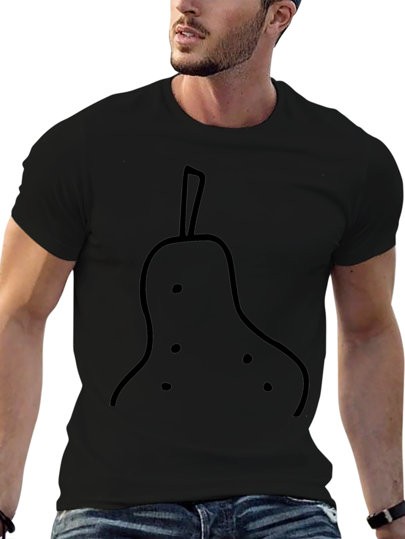 Black T-Shirt with Pear Design