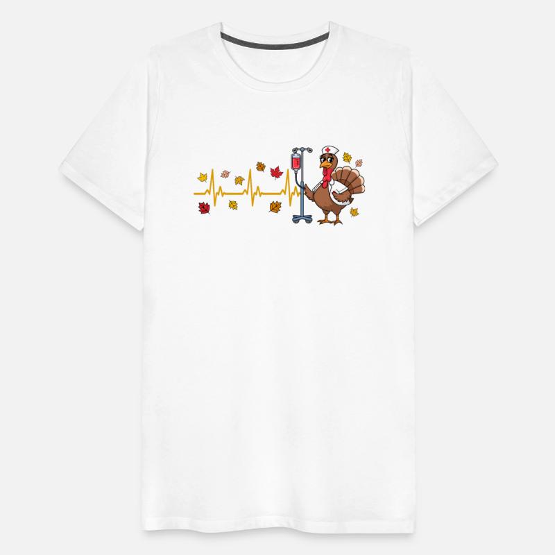 Thanksgiving Nurse Turkey Heartbeat Fall Leaves