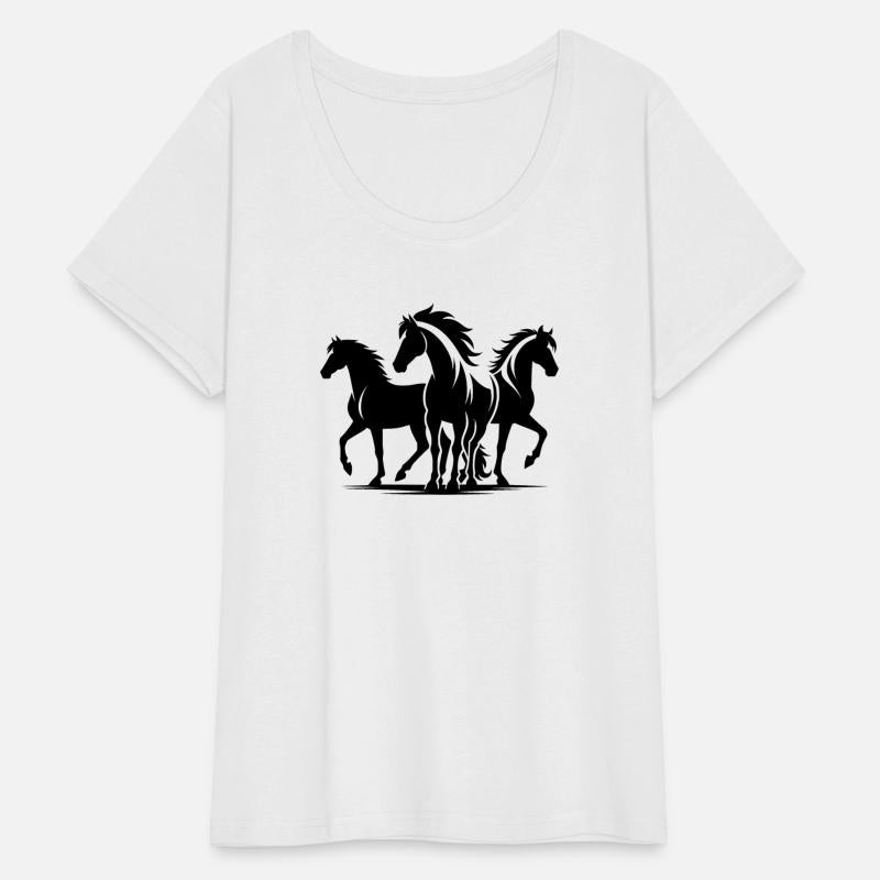 Three Elegant Horses With Wild Manes