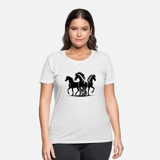 Three Elegant Horses With Wild Manes