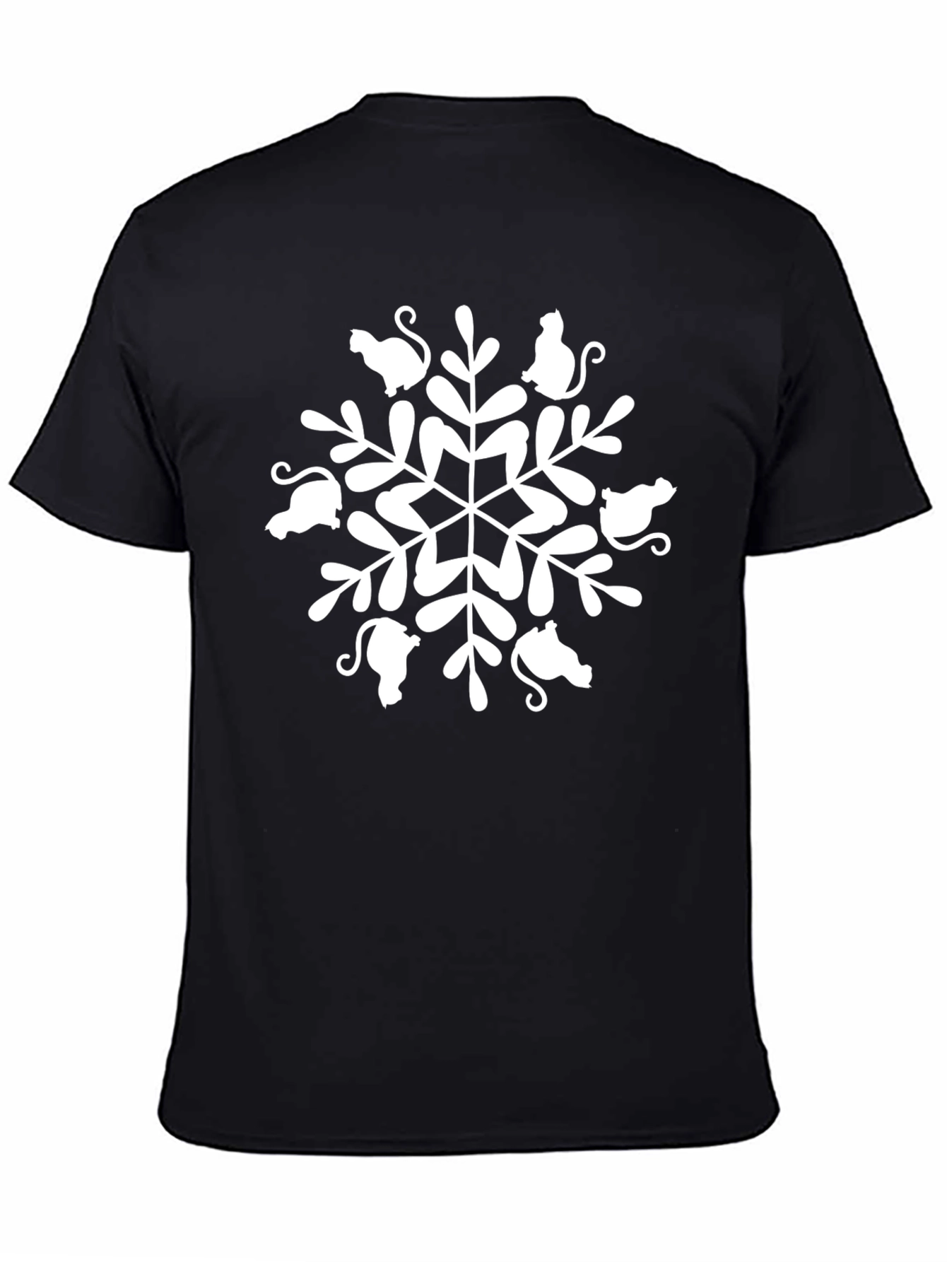 Cat Snowflake Black Graphic Tee
