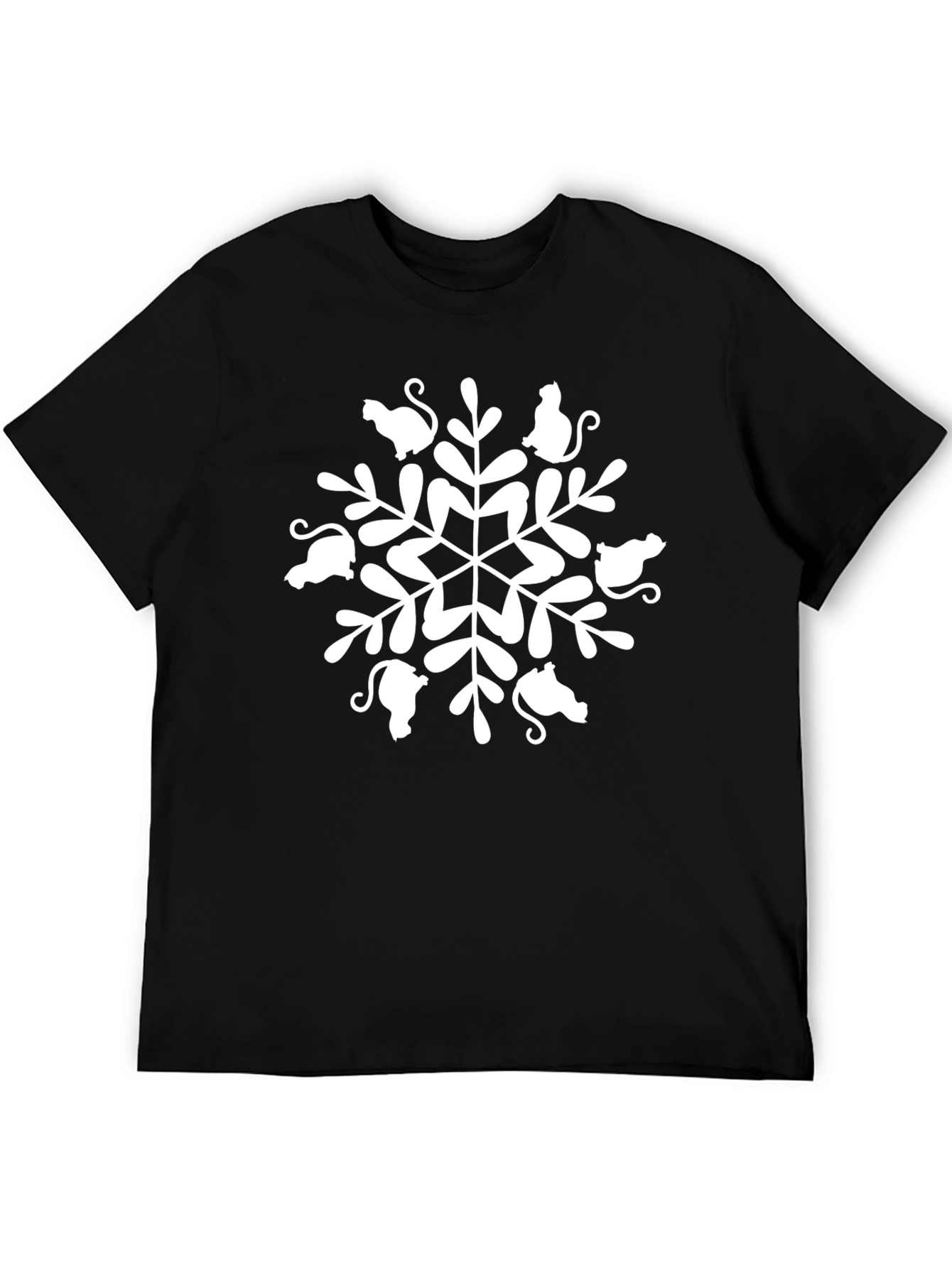Cat Snowflake Black Graphic Tee