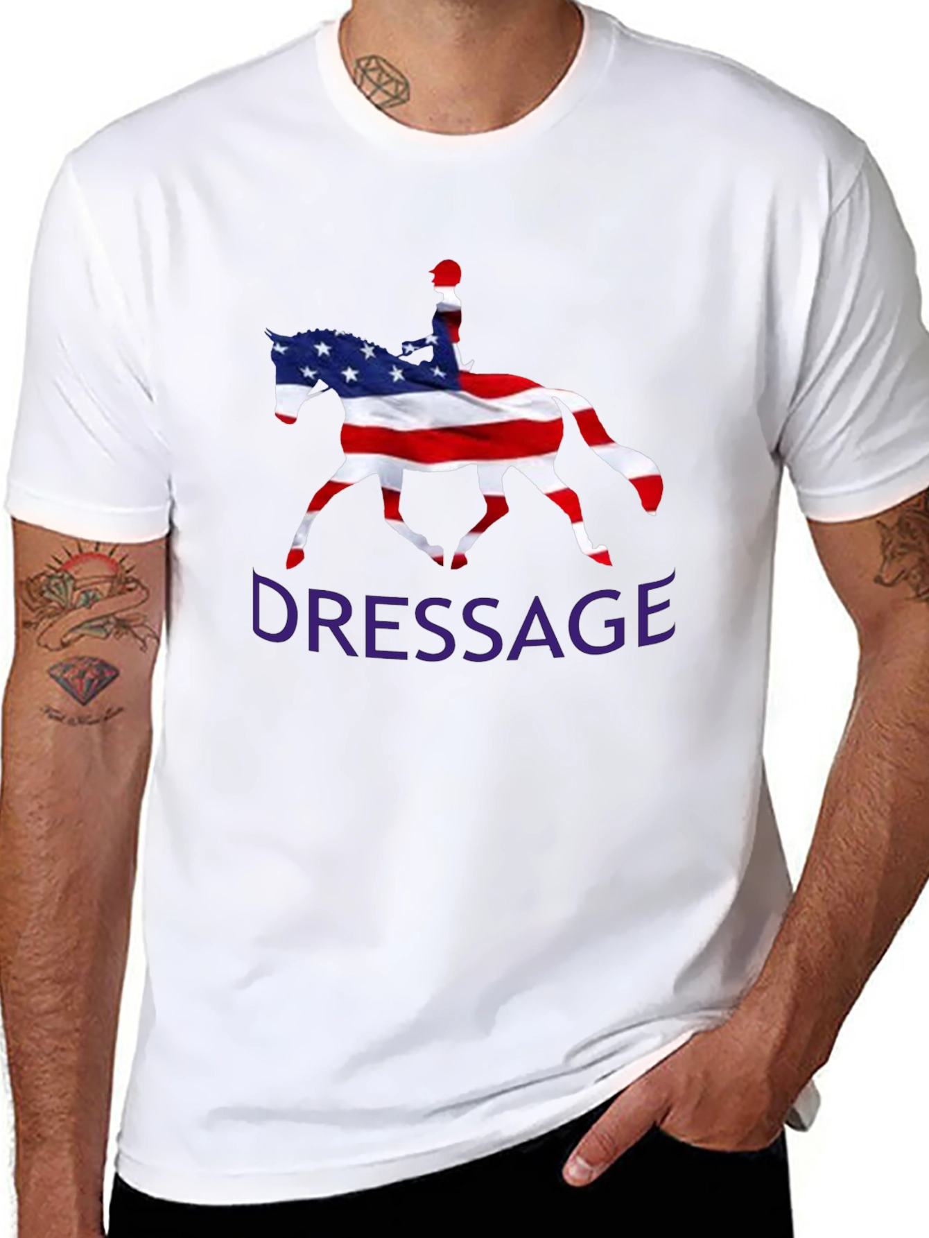 American Flag Dressage Horse Graphic Tee