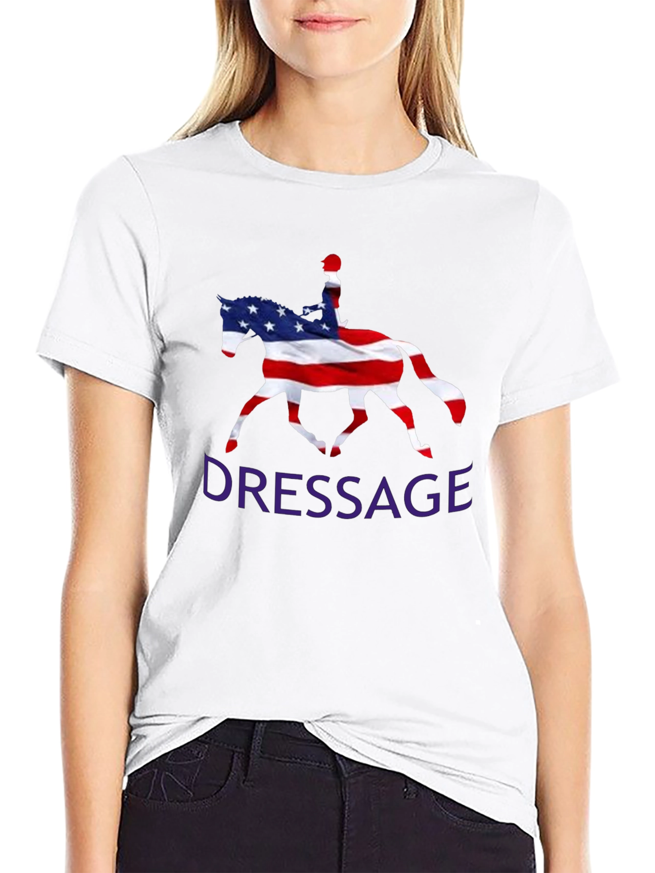 American Flag Dressage Horse Graphic Tee