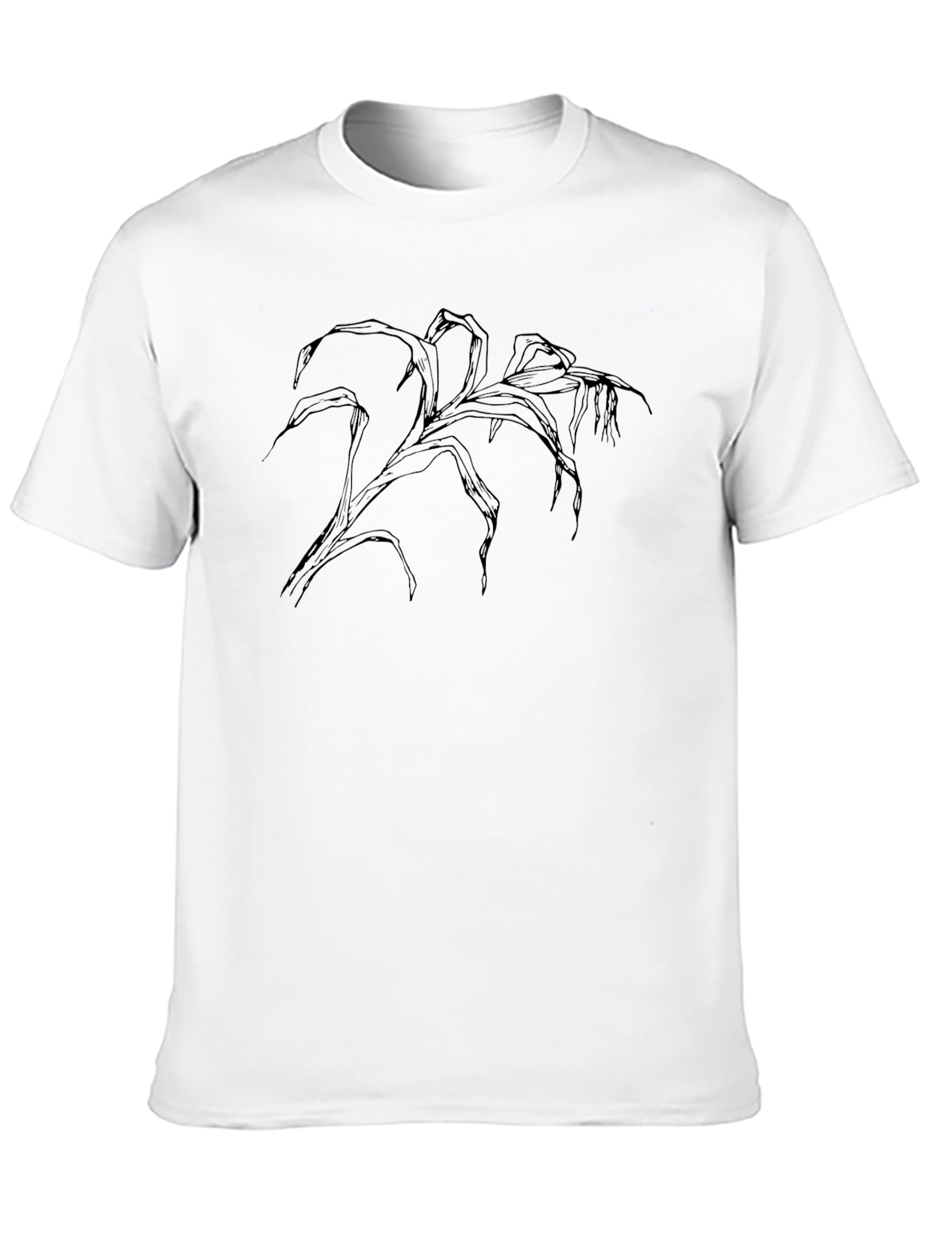 Mens Black Graphic Tee - Spooky Plant Design