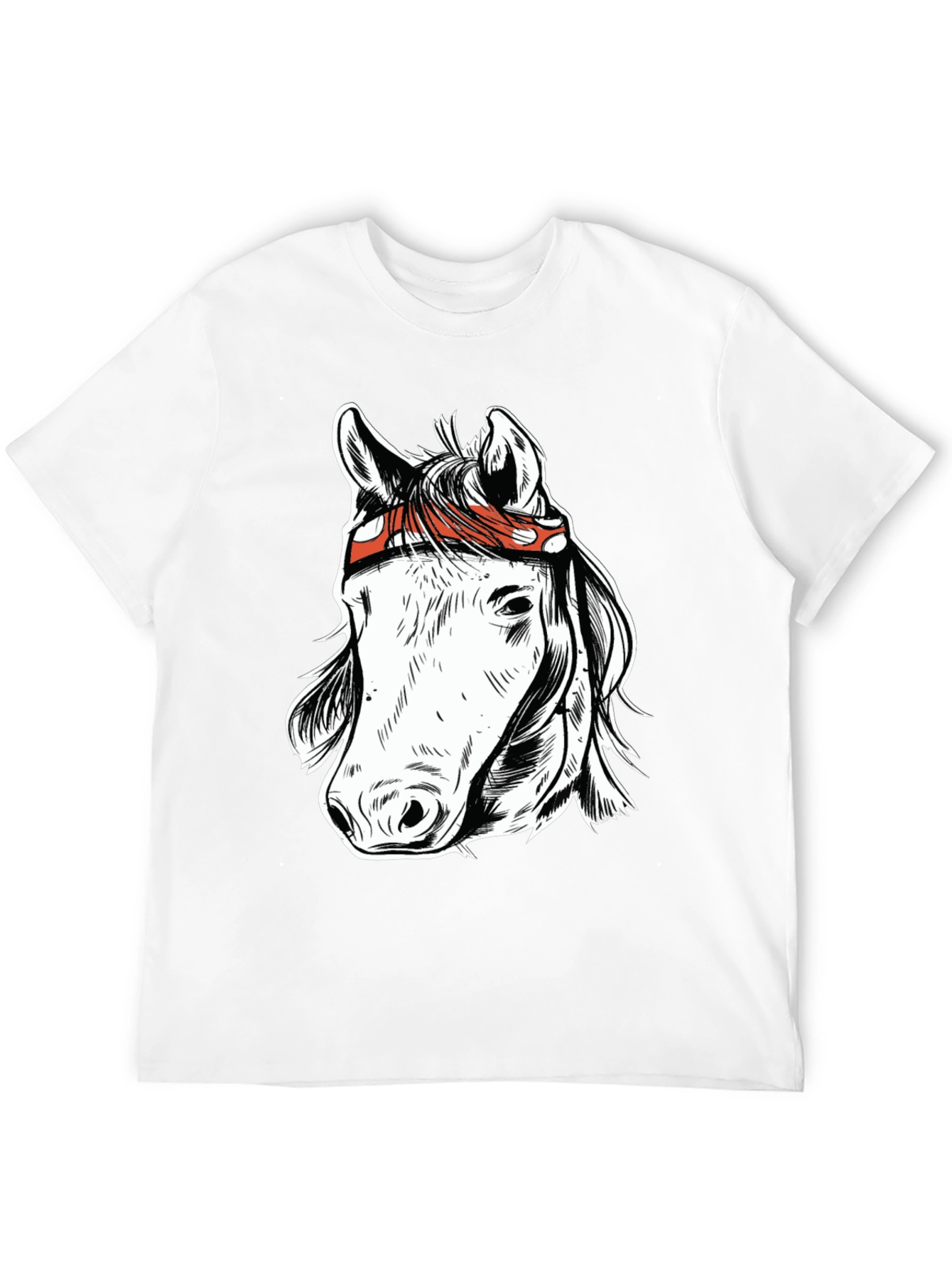 Horse Graphic Tee - Black Cotton Blend T-Shirt
