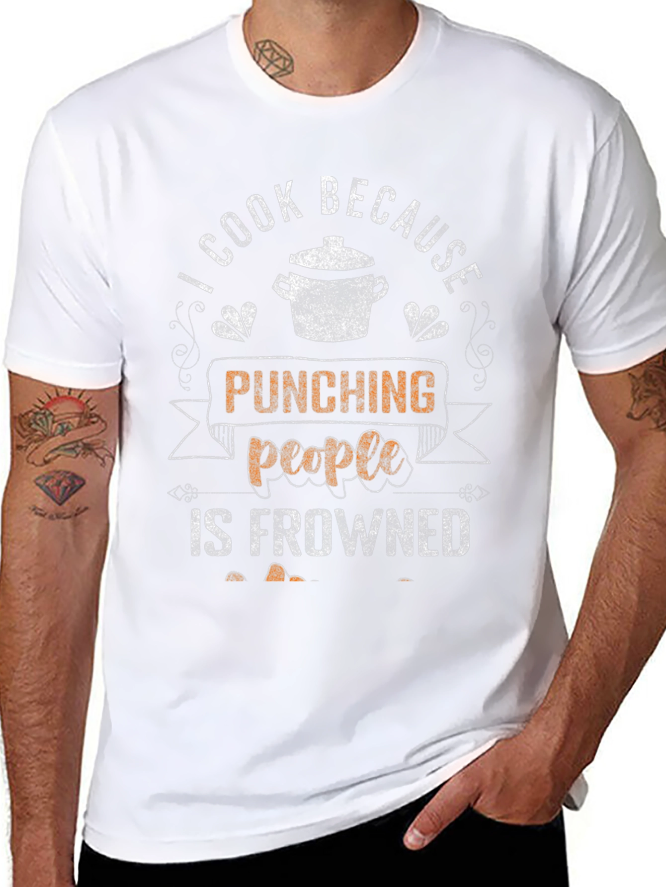 Funny Cook T-Shirt: Punching People Is Frowned Upon