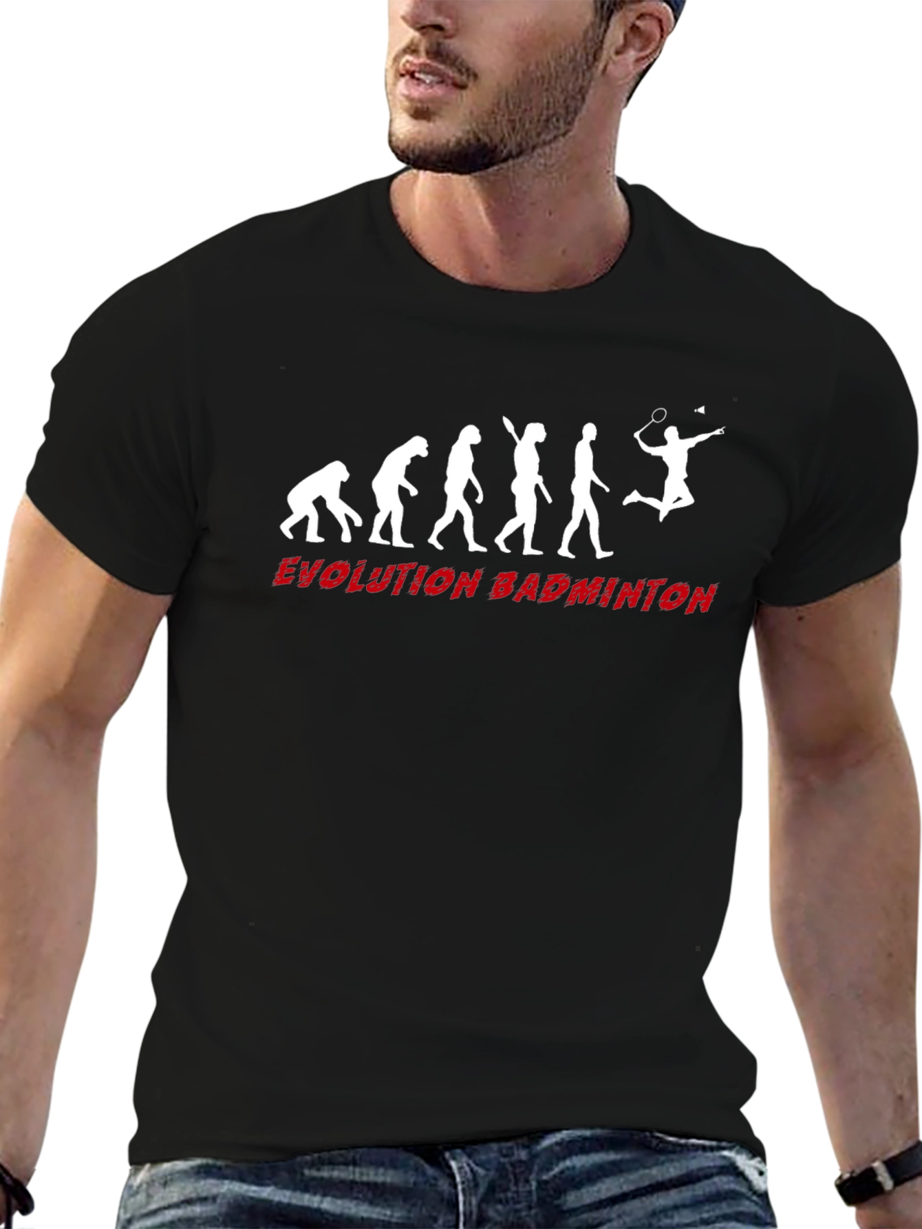 Evolution of Badminton Black T-Shirt
