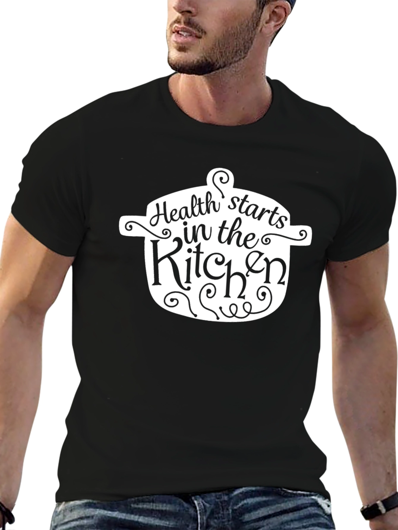 Health Starts in the Kitchen Black T-Shirt