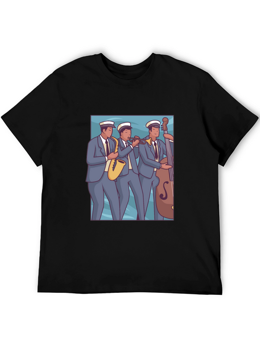 Vintage Jazz Band Graphic Black T-Shirt