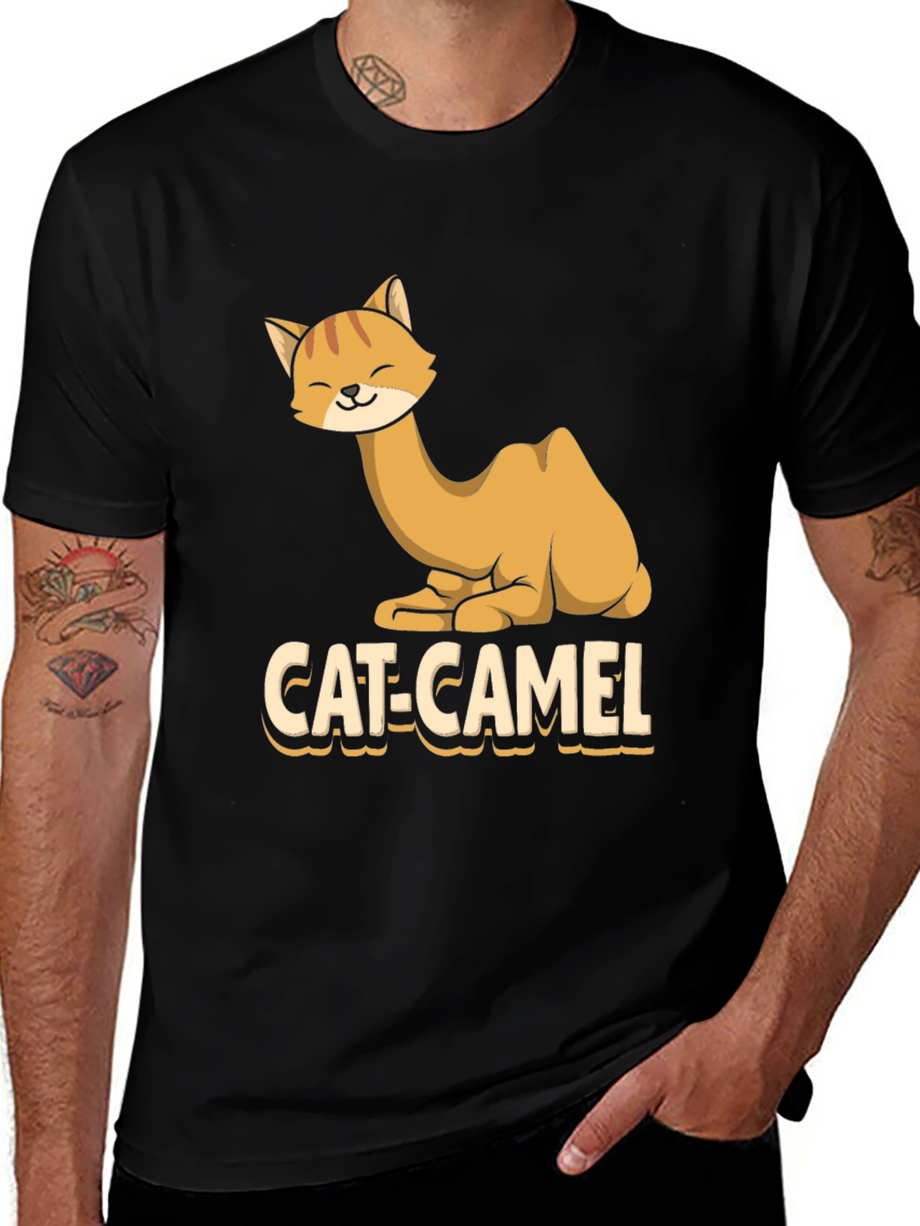 Cat-Camel Graphic T-Shirt - Humorous Animal Tee