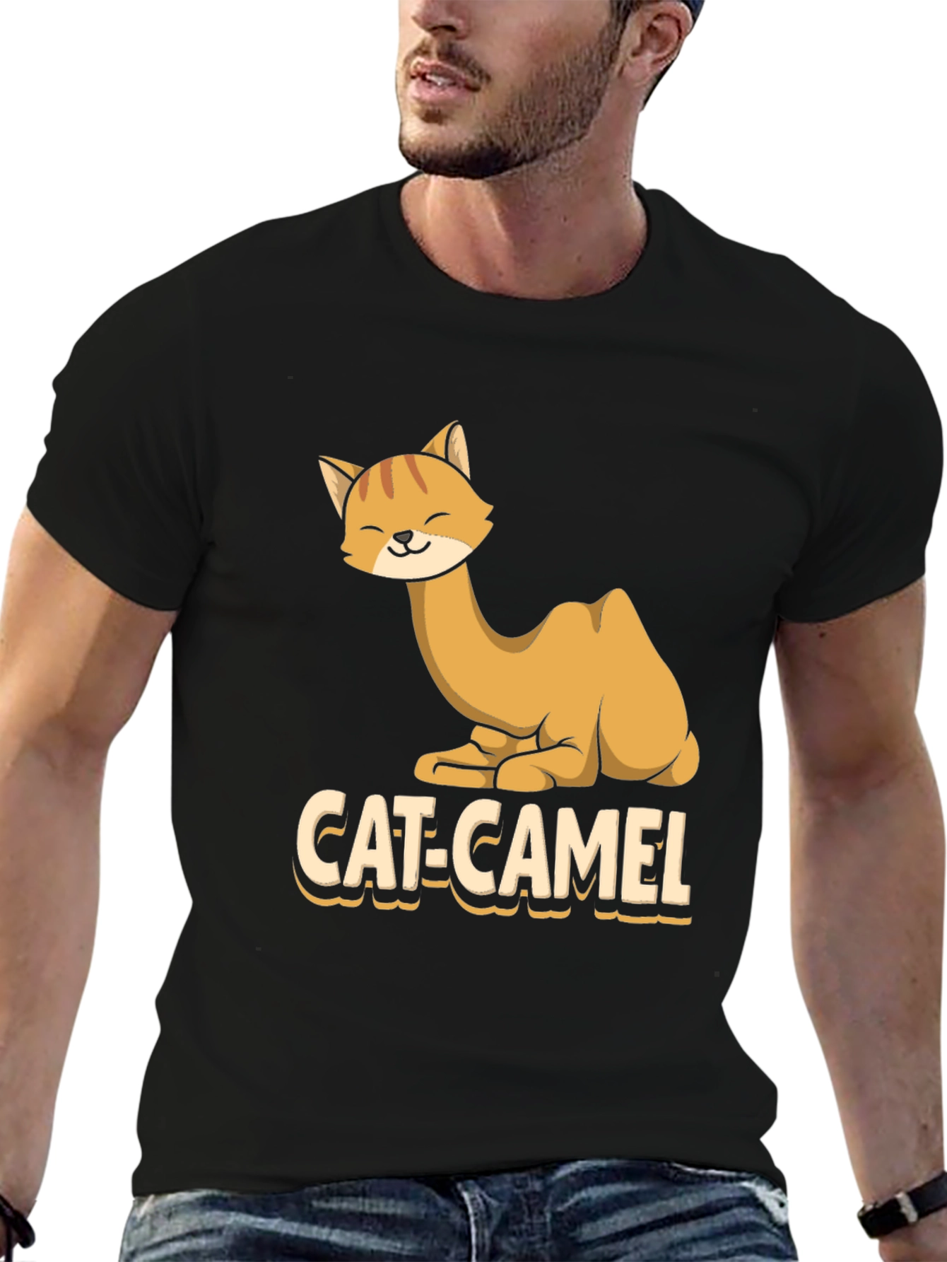 Cat-Camel Graphic T-Shirt - Humorous Animal Tee